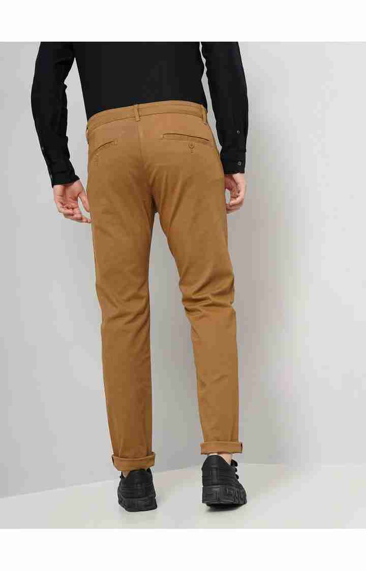 Celio* Cotton-Blend Slim Fit Brown Trouser - Image 3