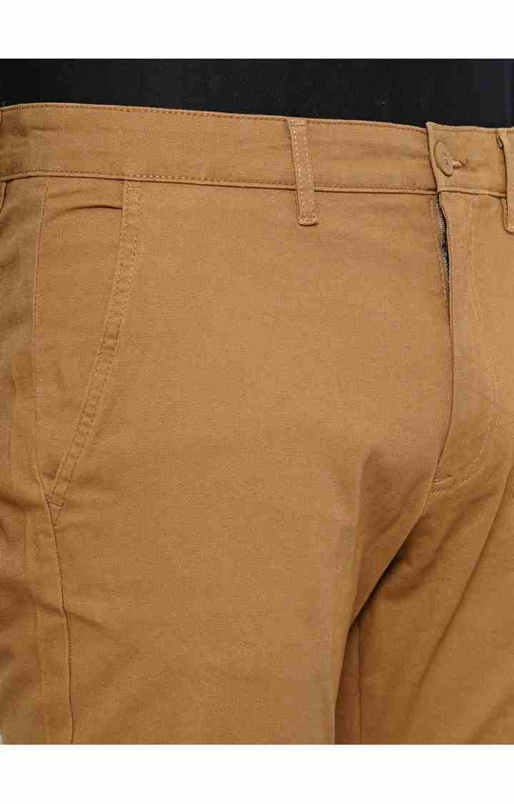 Celio* Cotton-Blend Slim Fit Brown Trouser - Image 4
