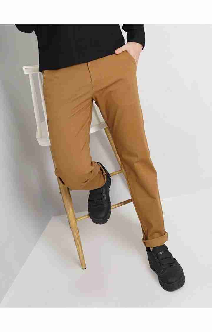 Celio* Cotton-Blend Slim Fit Brown Trouser - Image 7