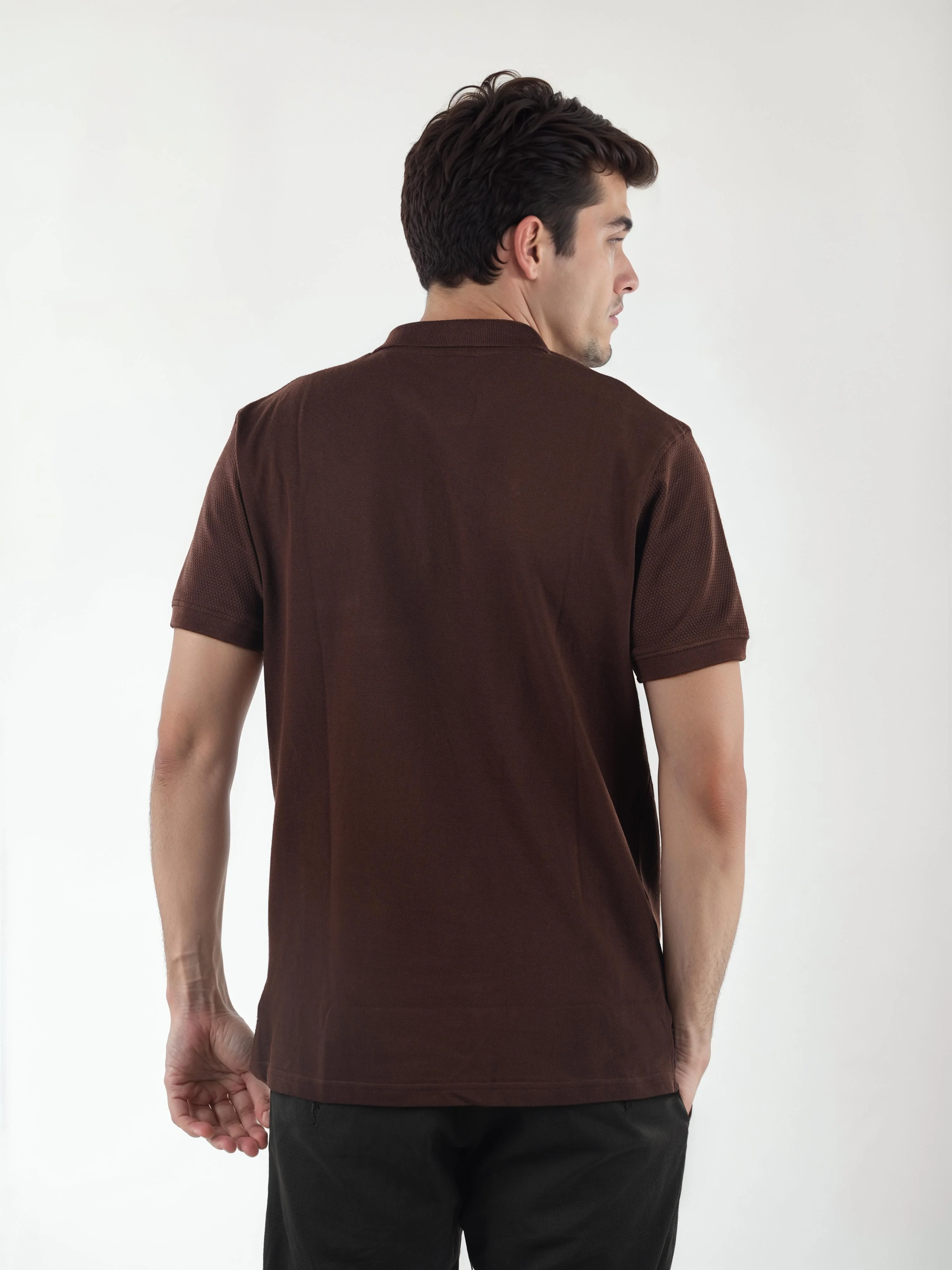 Celio* Solid Regular Fit Cotton Brown T-Shirt - Image 3