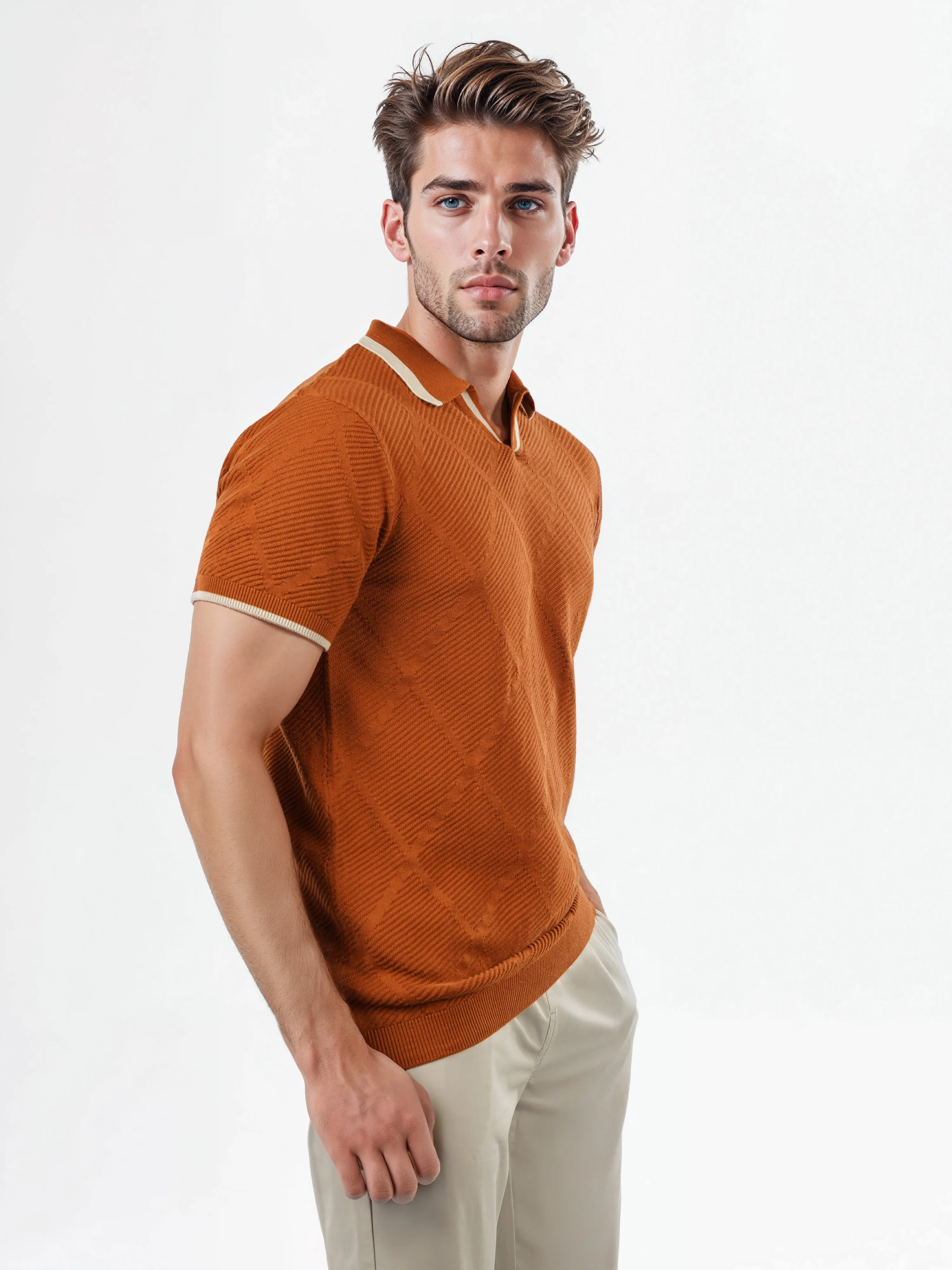 Celio* Solid Regular Fit Cotton Brown T-Shirts - Image 4