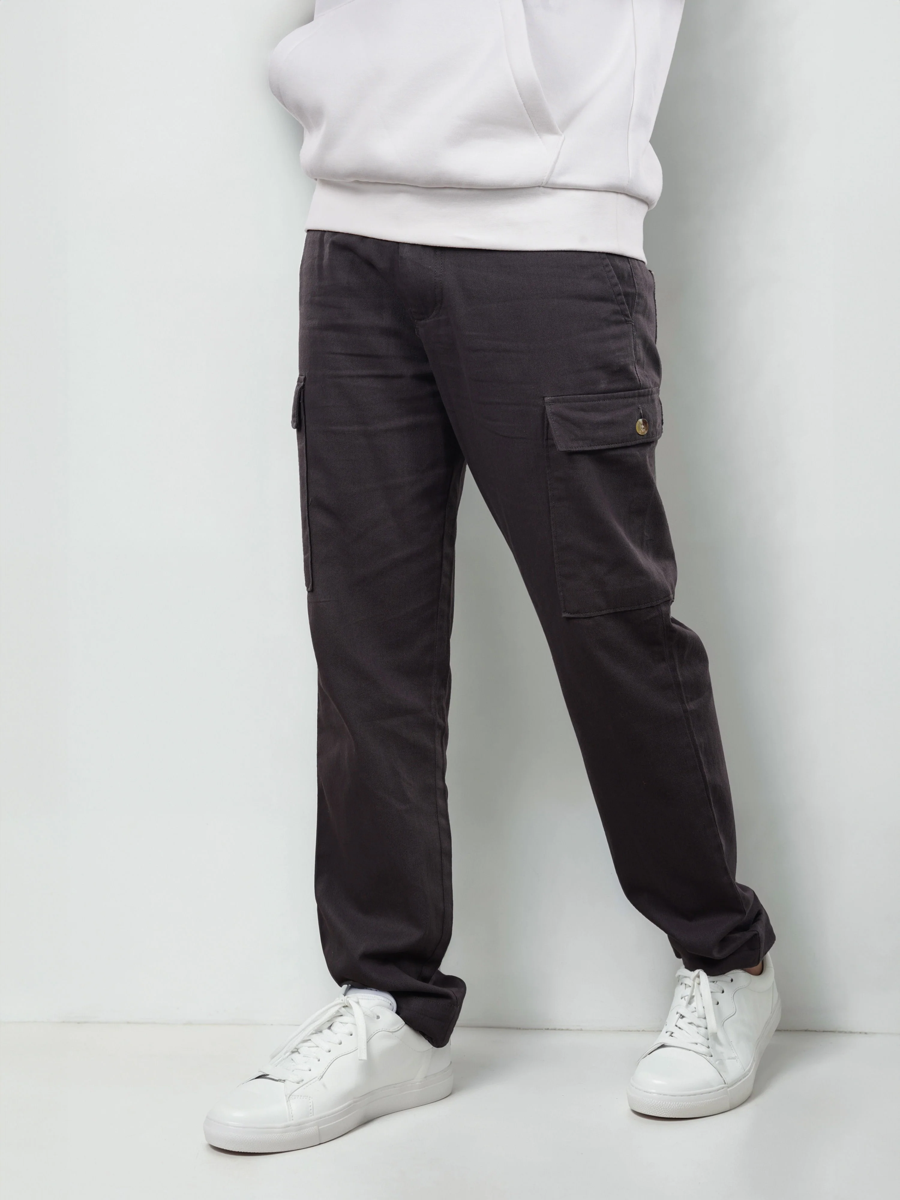 Celio Men Brown Solid Regular Fit Cotton Trousers - Image 4