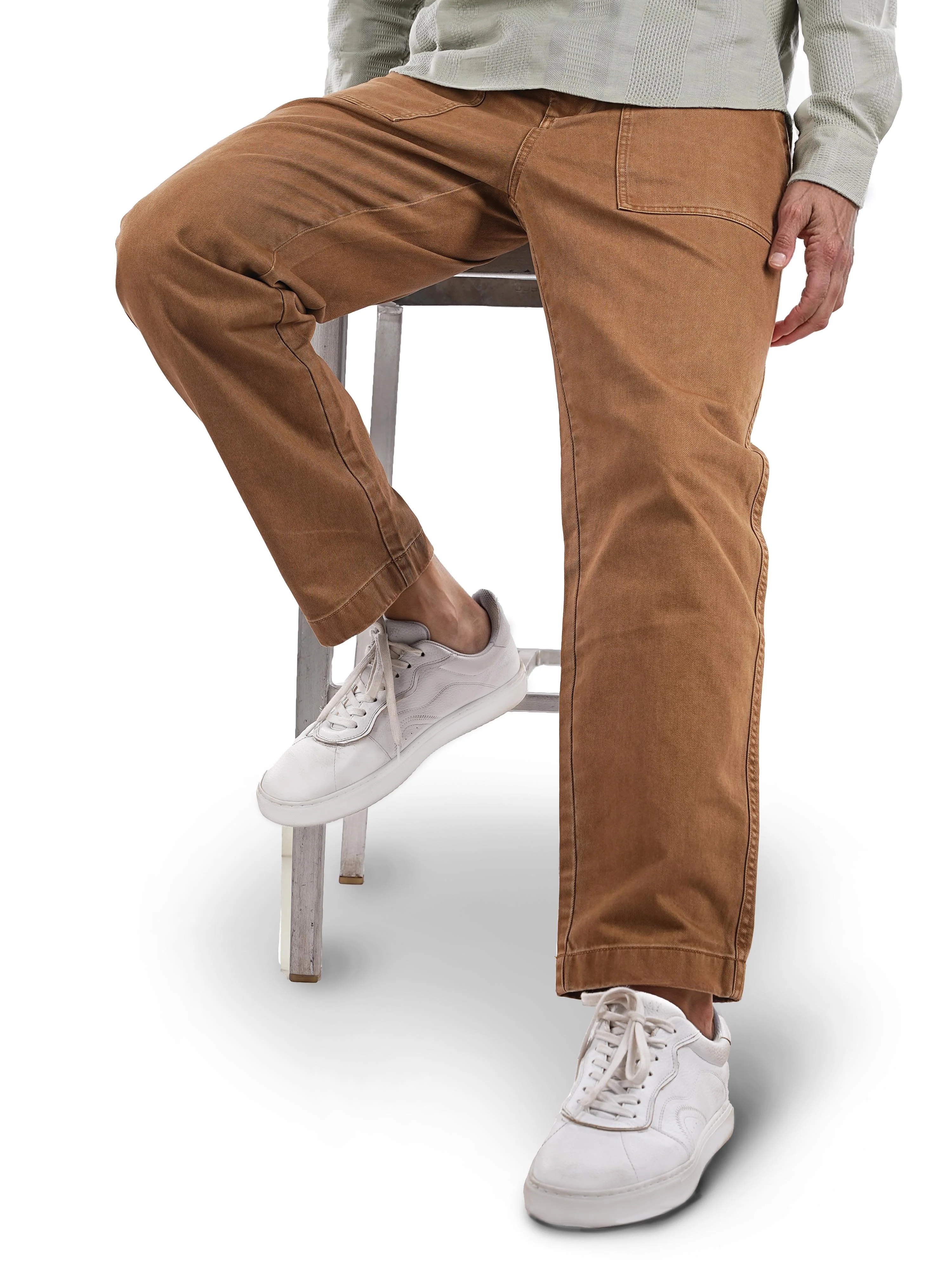 Celio* Cotton Straight Fit Brown Trouser - Image 5