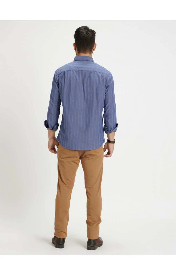 Celio Men Brown Solid Slim Fit Cotton Trousers - Image 11