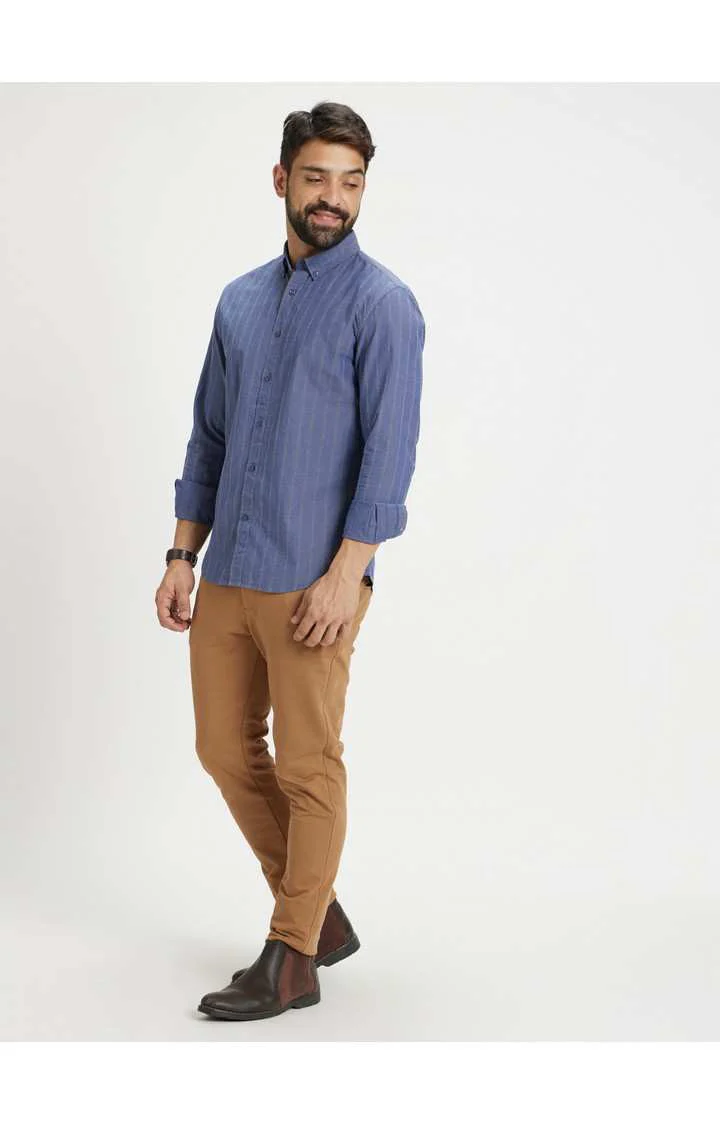 Celio Men Brown Solid Slim Fit Cotton Trousers - Image 9