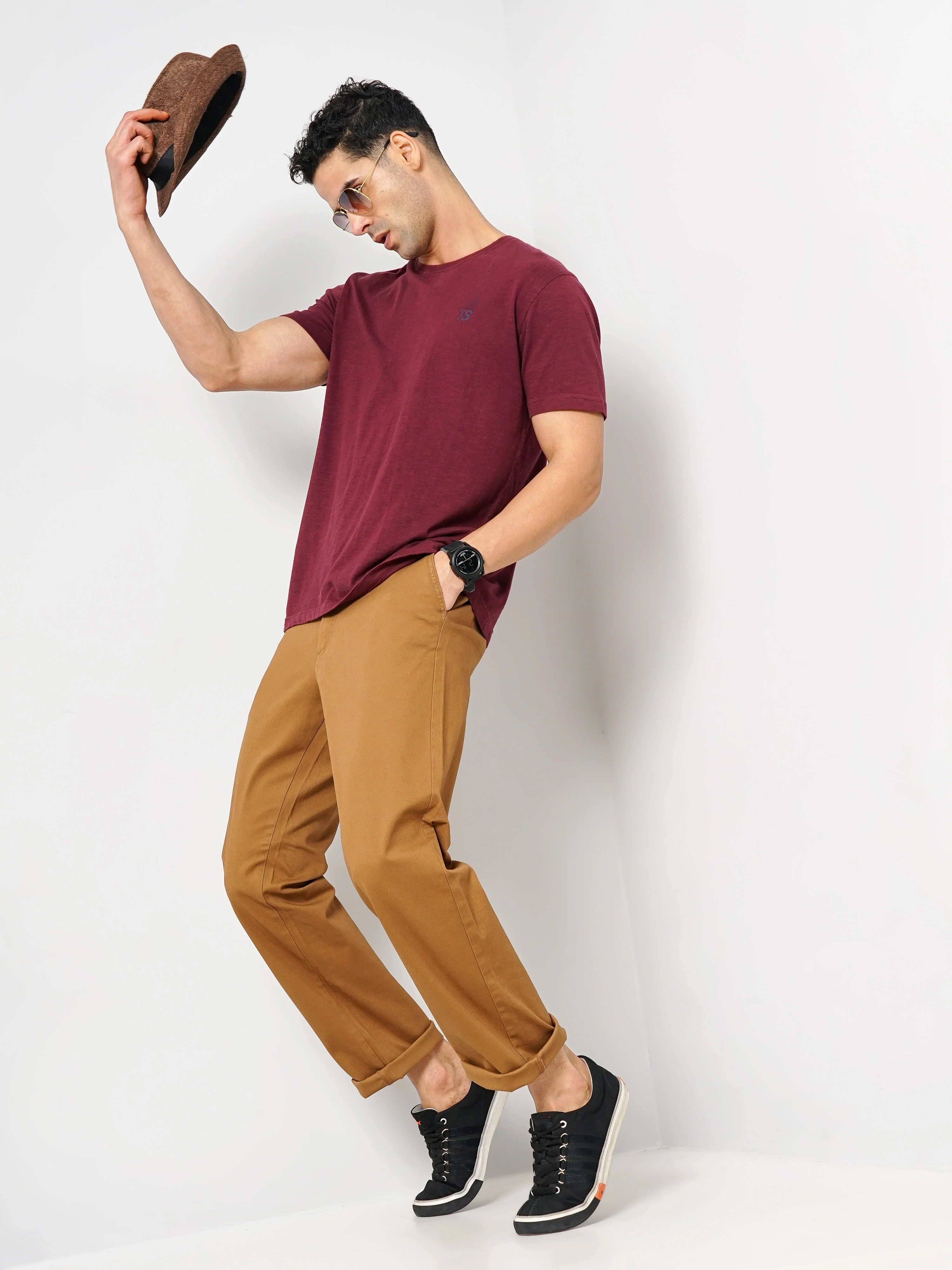 Celio* Cotton Straight Fit Brown Trouser - Image 5