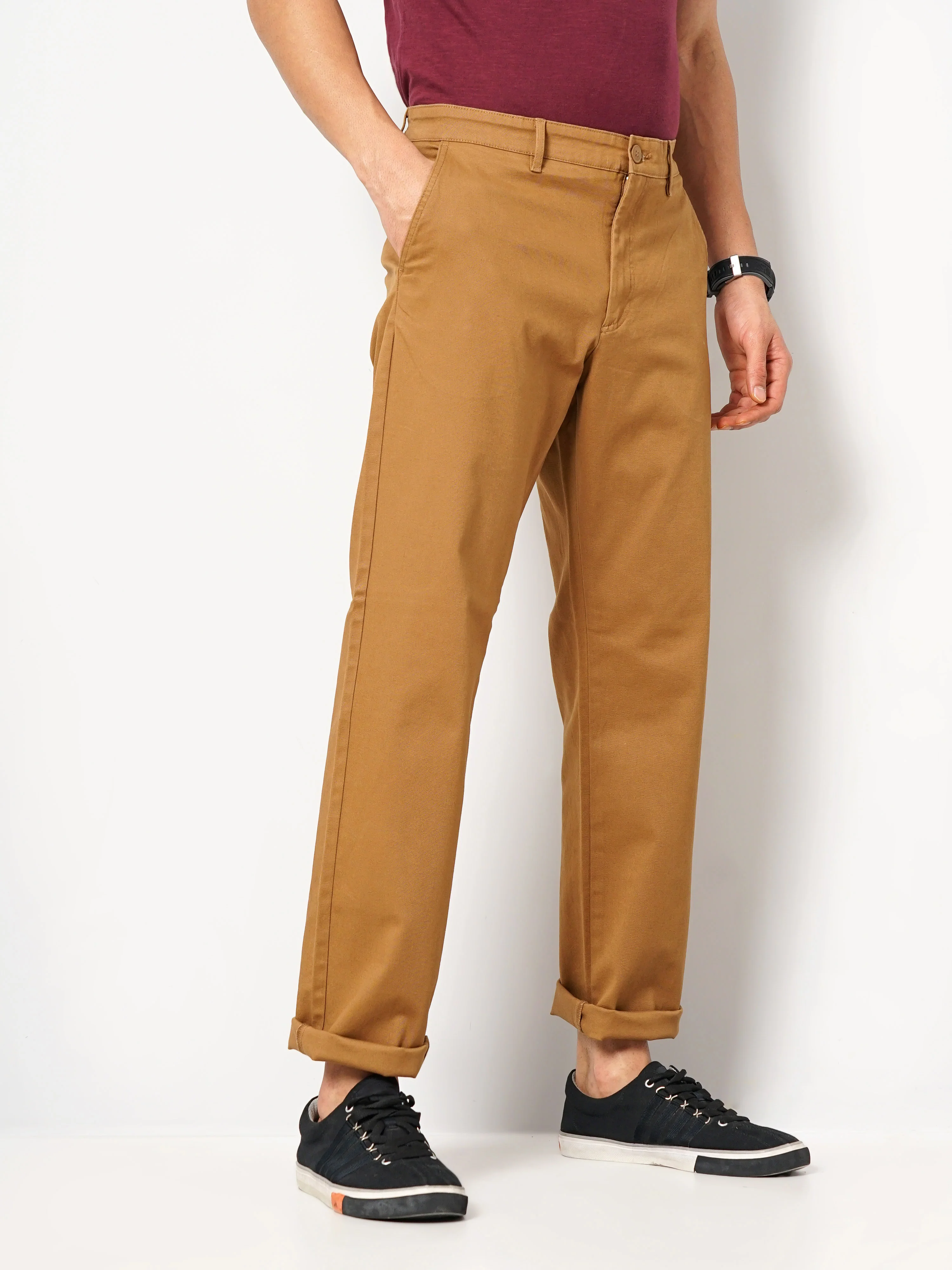 Celio* Cotton Straight Fit Brown Trouser - Image 6