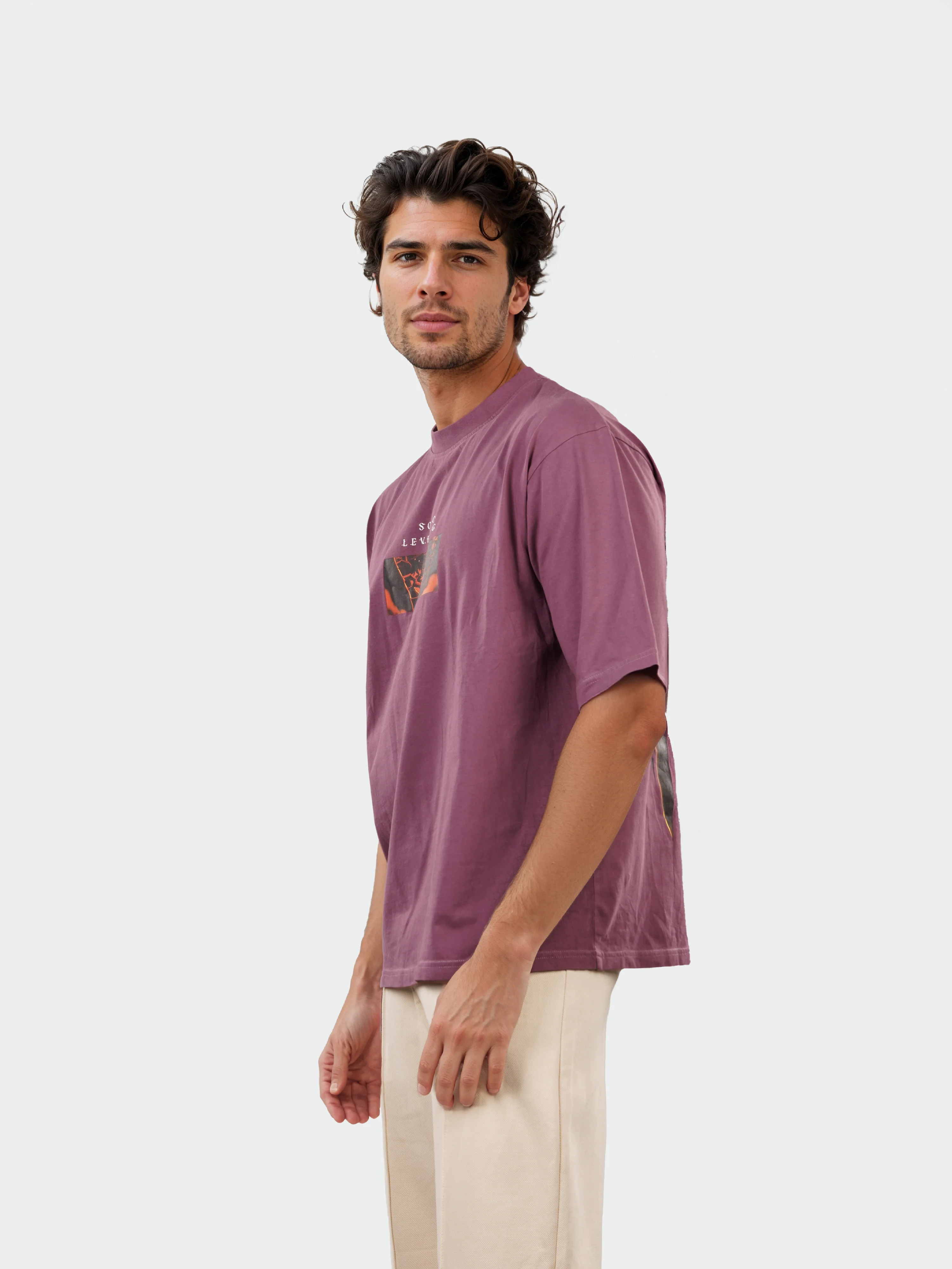 Celio* Men Burgundy Printed Oversized Cotton Solo Levelling Tshirts - Image 6