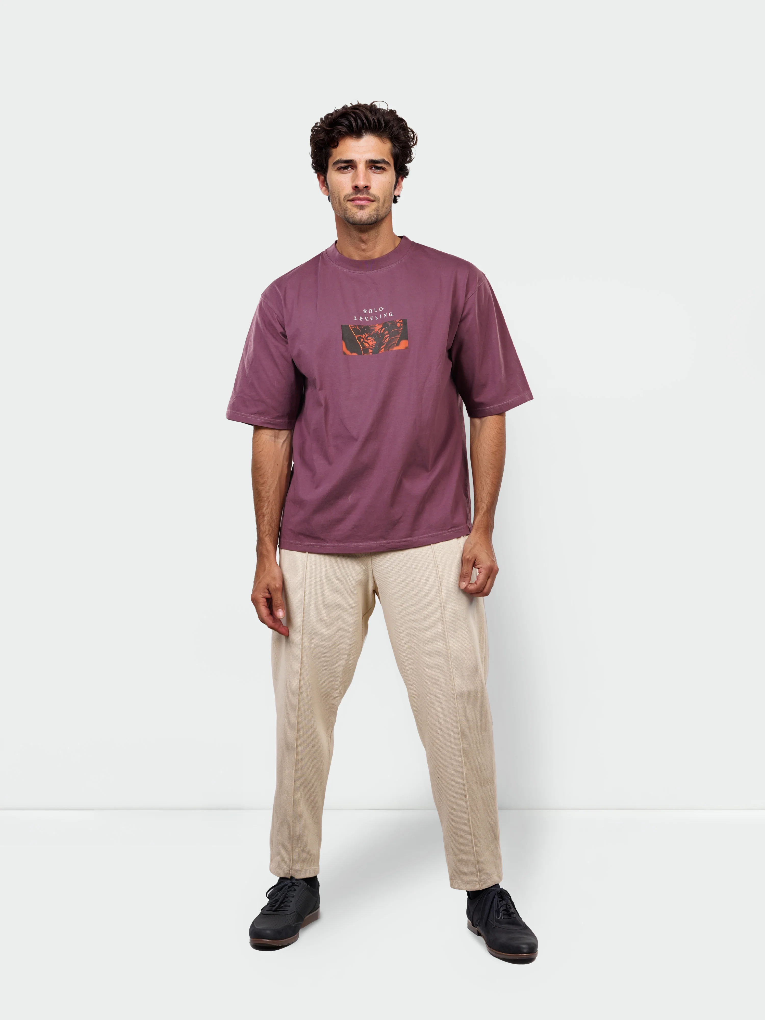 Celio* Men Burgundy Printed Oversized Cotton Solo Levelling Tshirts - Image 7