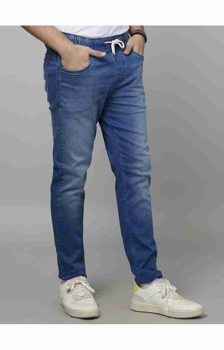Celio* Cotton-Blend Jogger Fit Blue Jean - Image 3