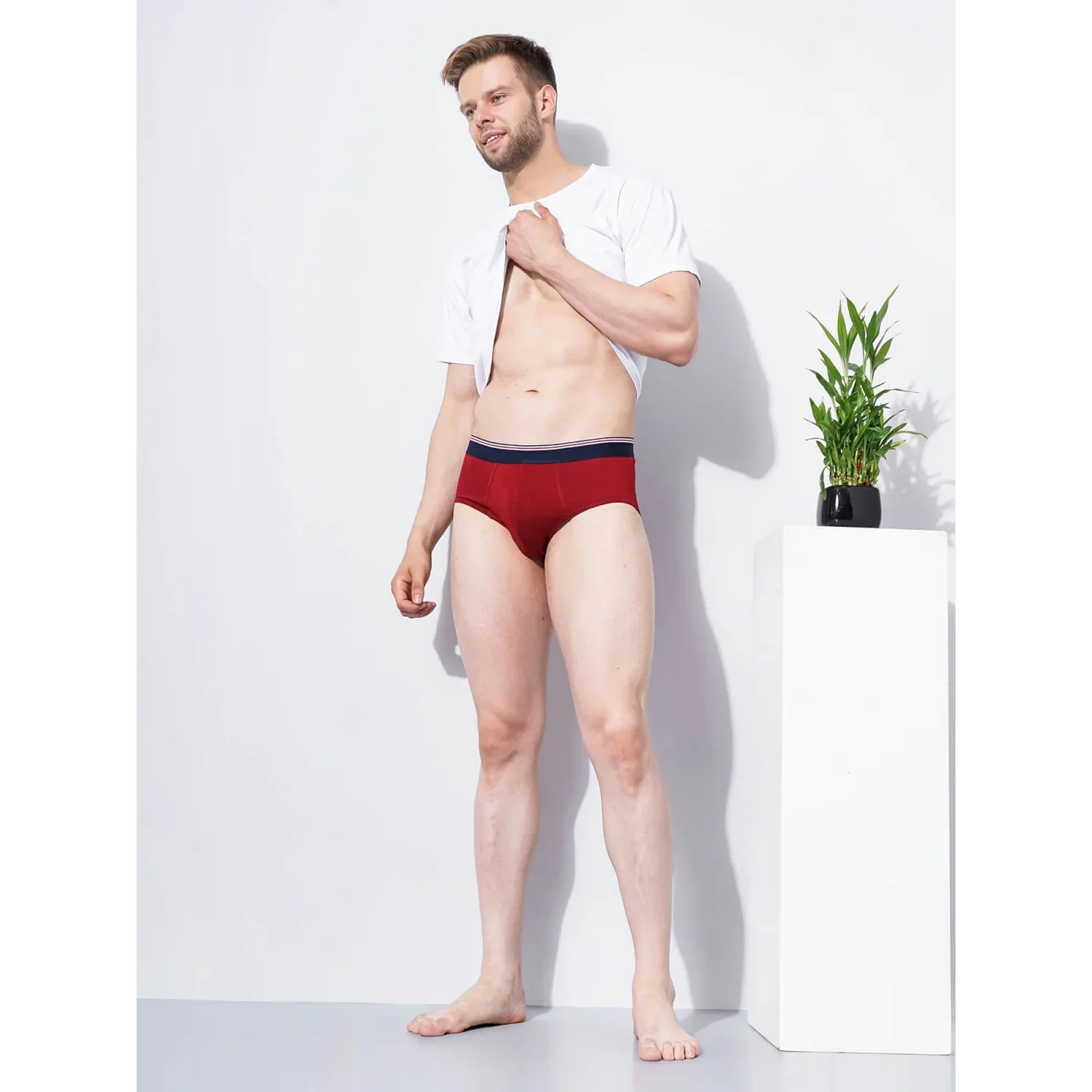 Celio* Cotton-Blend Regular Fit Maroon Boxer - Image 7