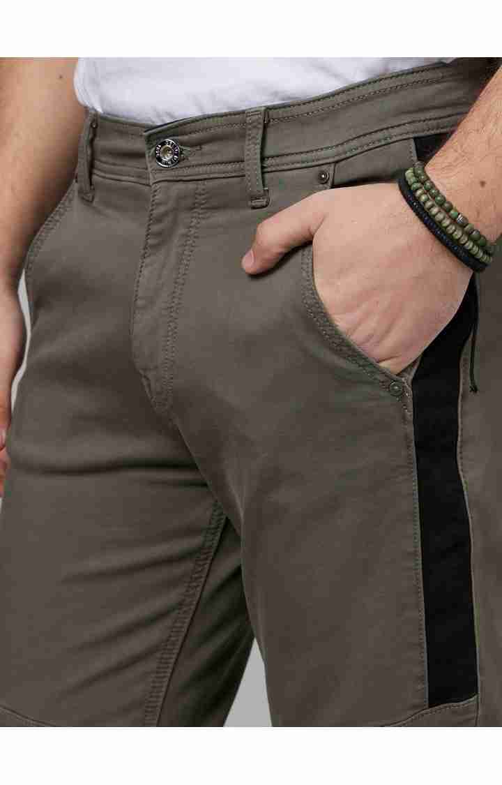 Celio* Cotton-Blend Skinny Fit Olive Jean - Image 4