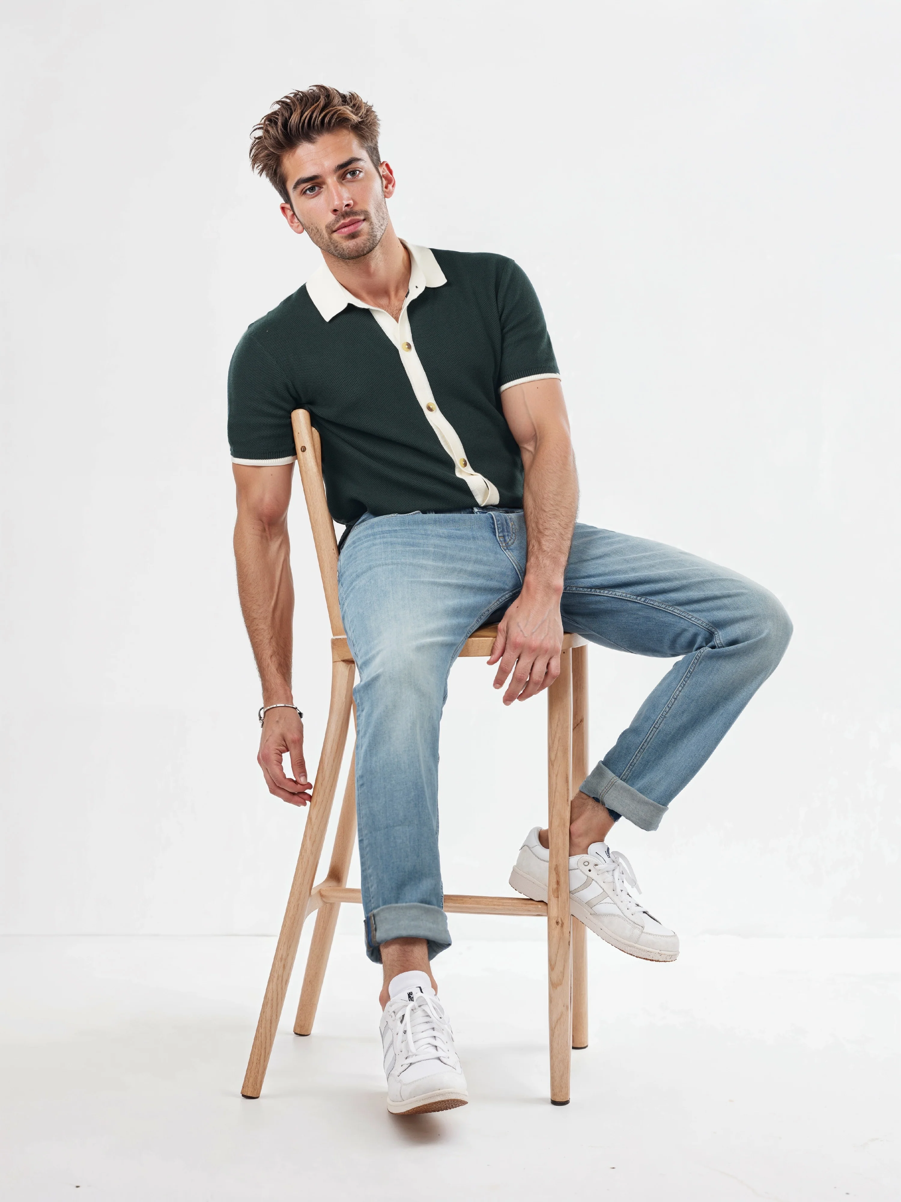 Celio* Solid Regular Fit Cotton Dark Green T-Shirts - Image 4