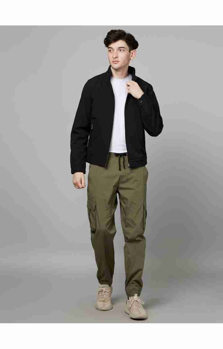 Celio* Cotton Regular Fit Dark Olive Trouser - Image 5