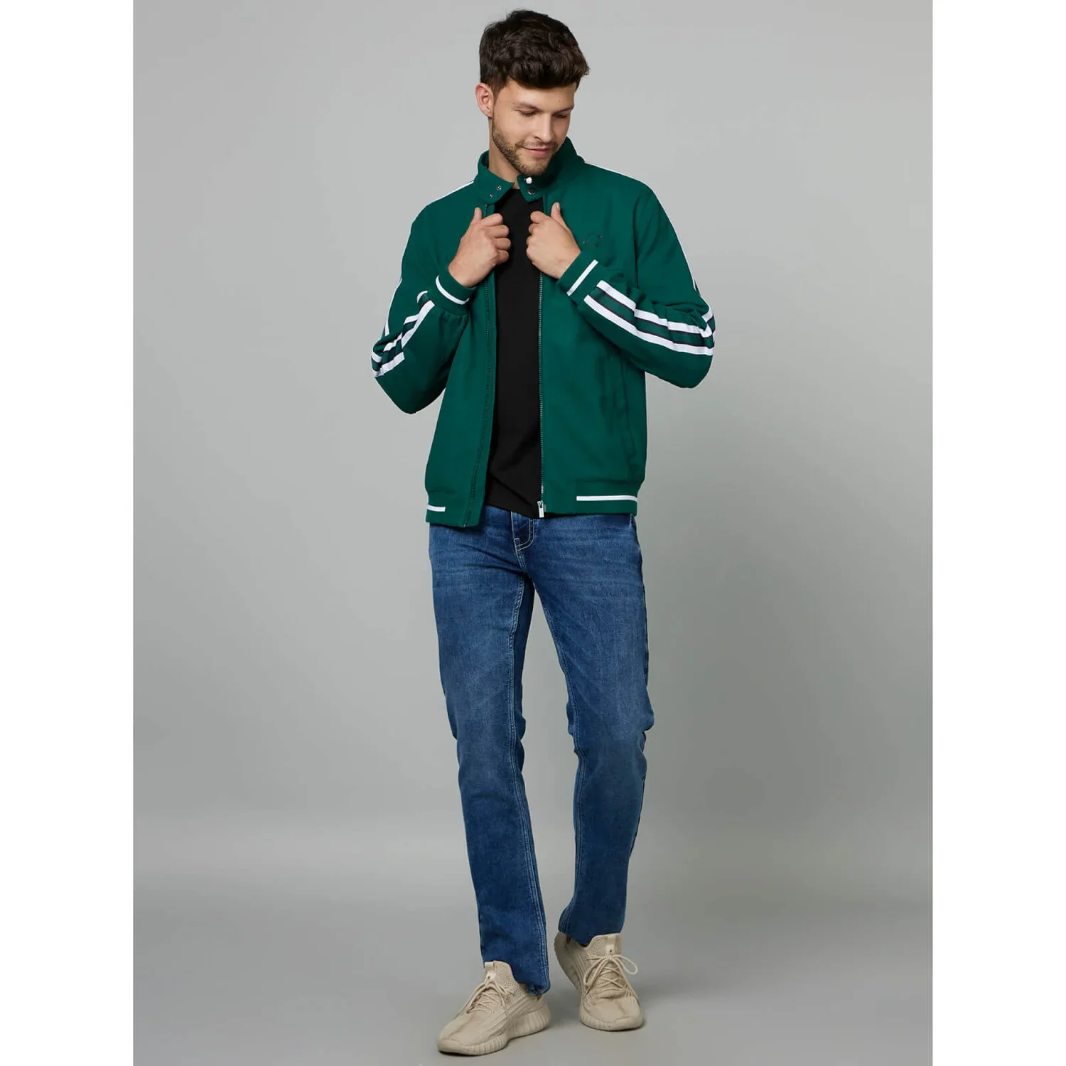 Celio* Solid Slim Fit Polyester Green Jacket - Image 4