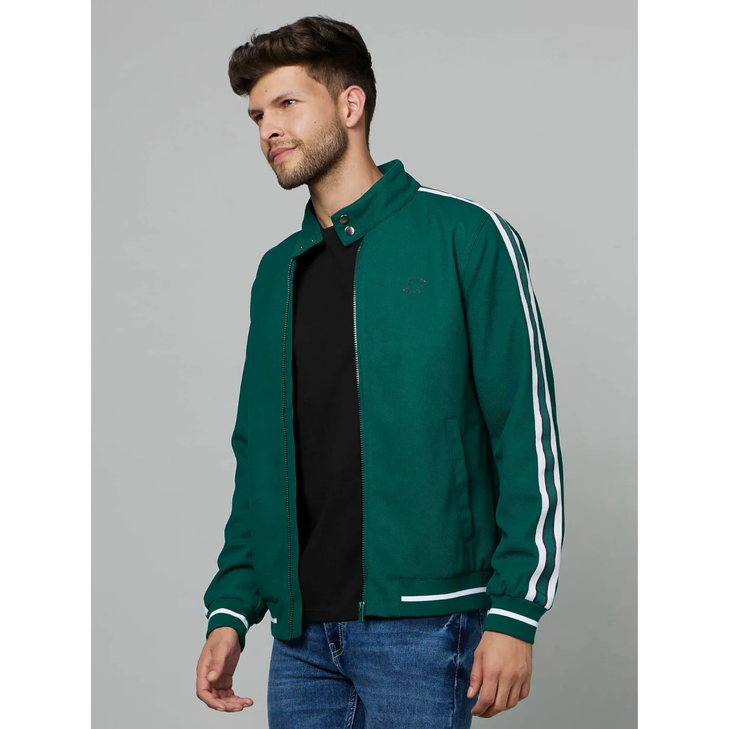 Celio* Solid Slim Fit Polyester Green Jacket - Image 5