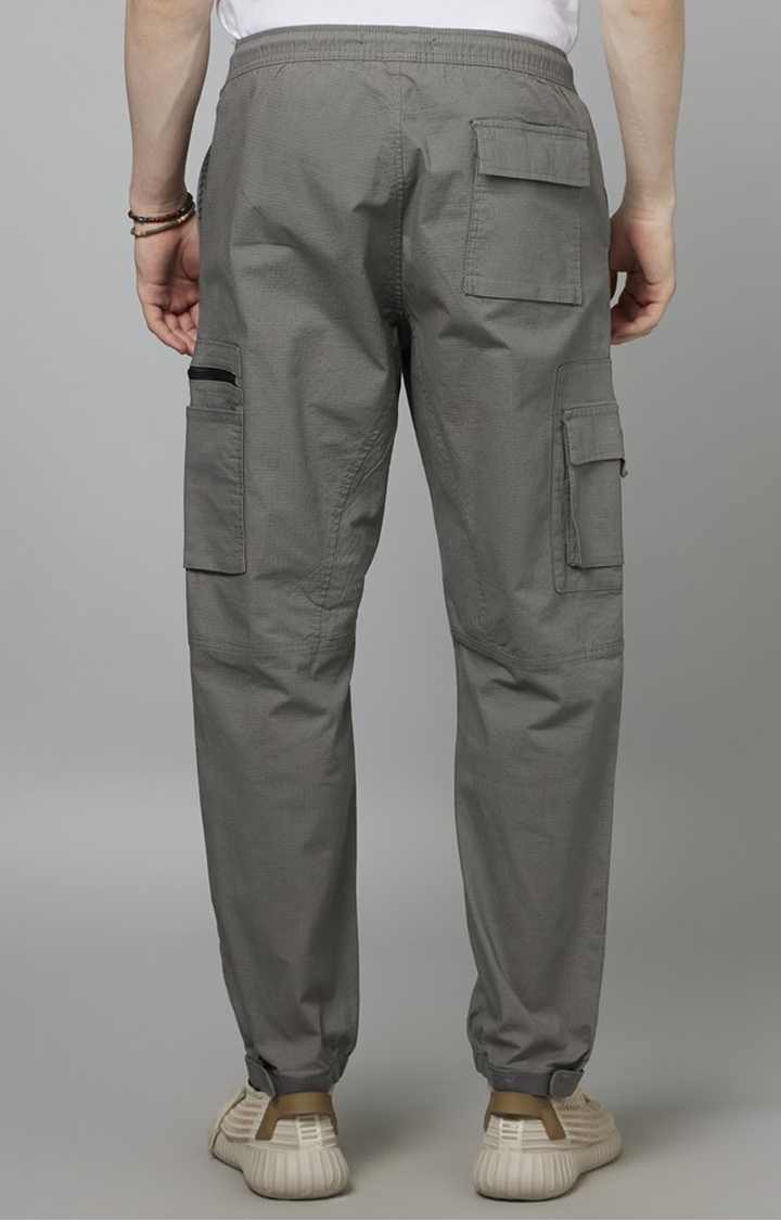 Celio* Cotton-Blend Regular Fit Grey Trouser - Image 4