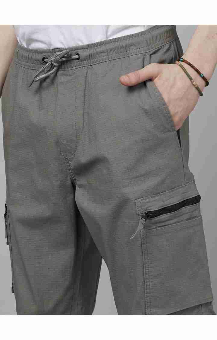 Celio* Cotton-Blend Regular Fit Grey Trouser - Image 5