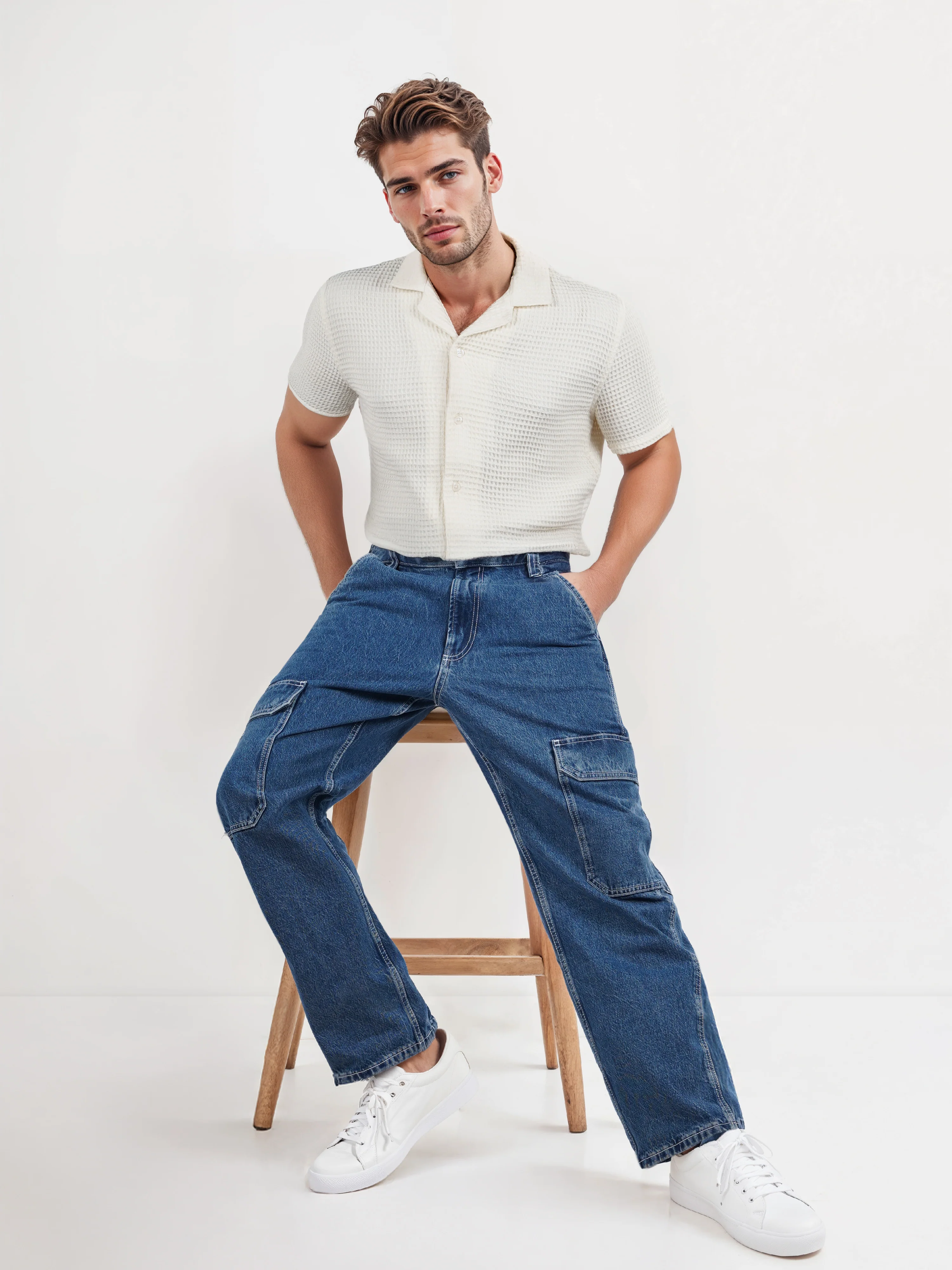 Celio* Cotton Loose Fit Blue Jean - Image 8