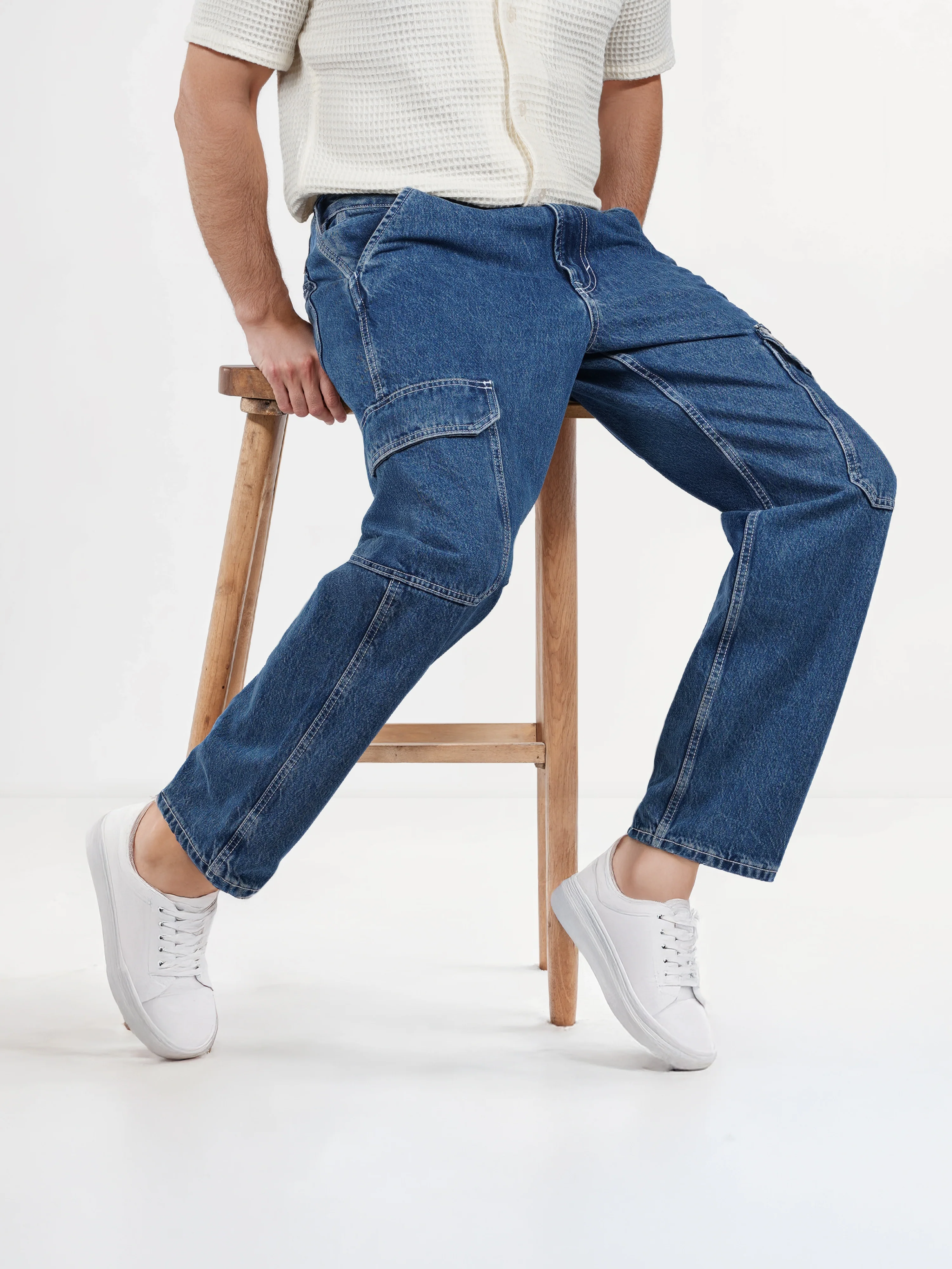 Celio* Cotton Loose Fit Blue Jean - Image 9