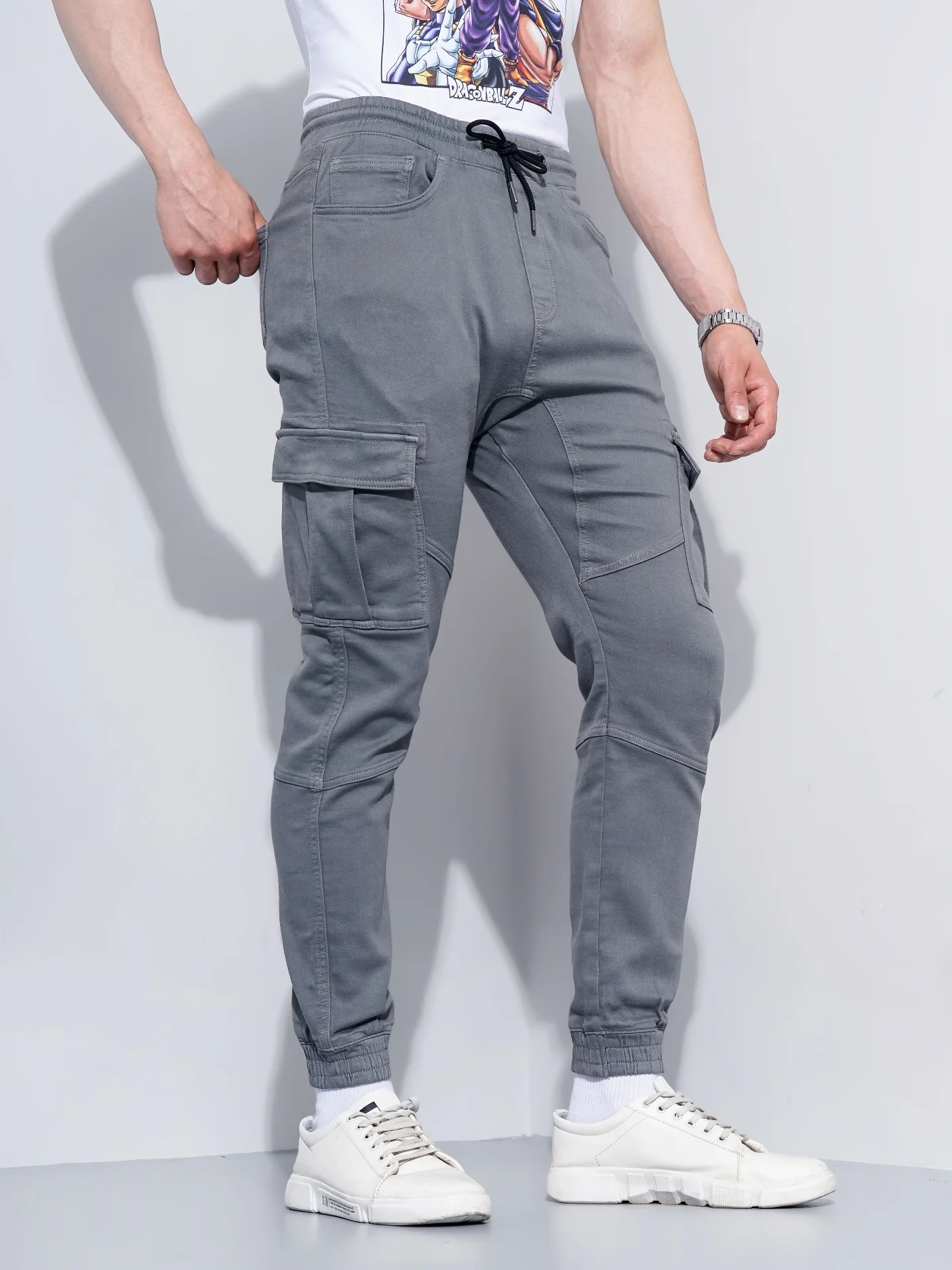 Celio* Cotton Jogger Fit Grey Trouser - Image 3