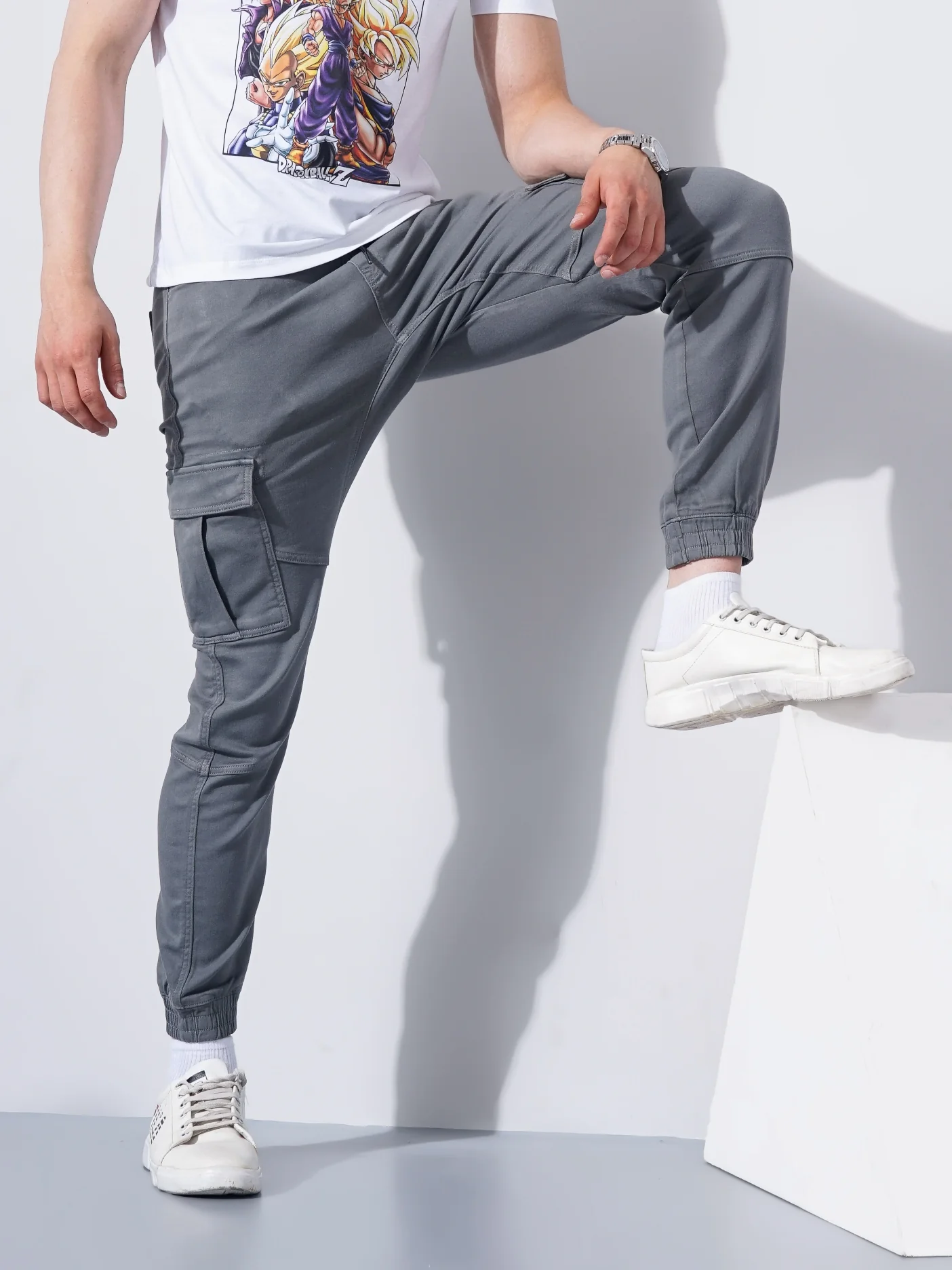 Celio* Cotton Jogger Fit Grey Trouser - Image 6