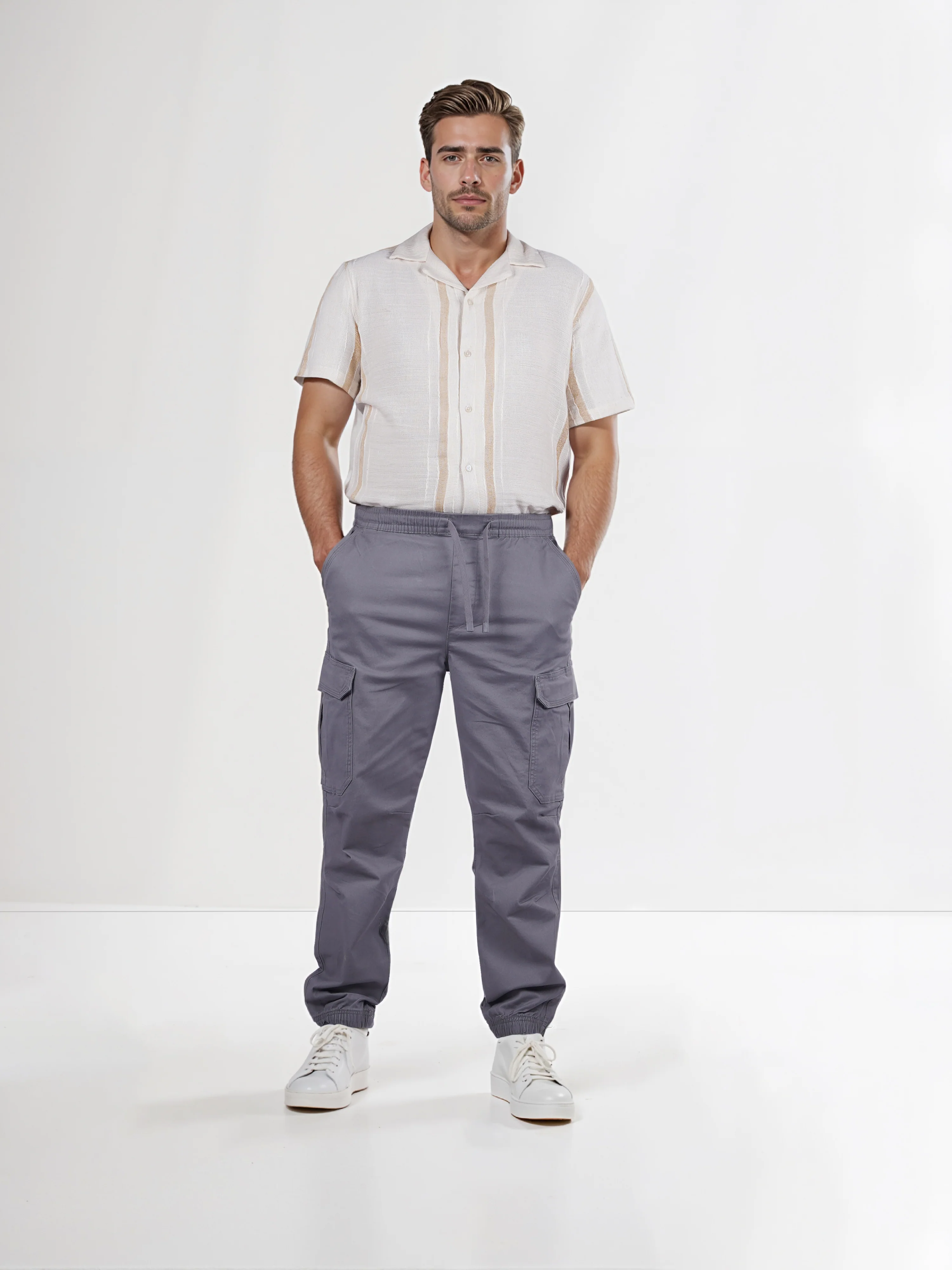 Celio* Cotton Slim Fit Grey Cargo - Image 5