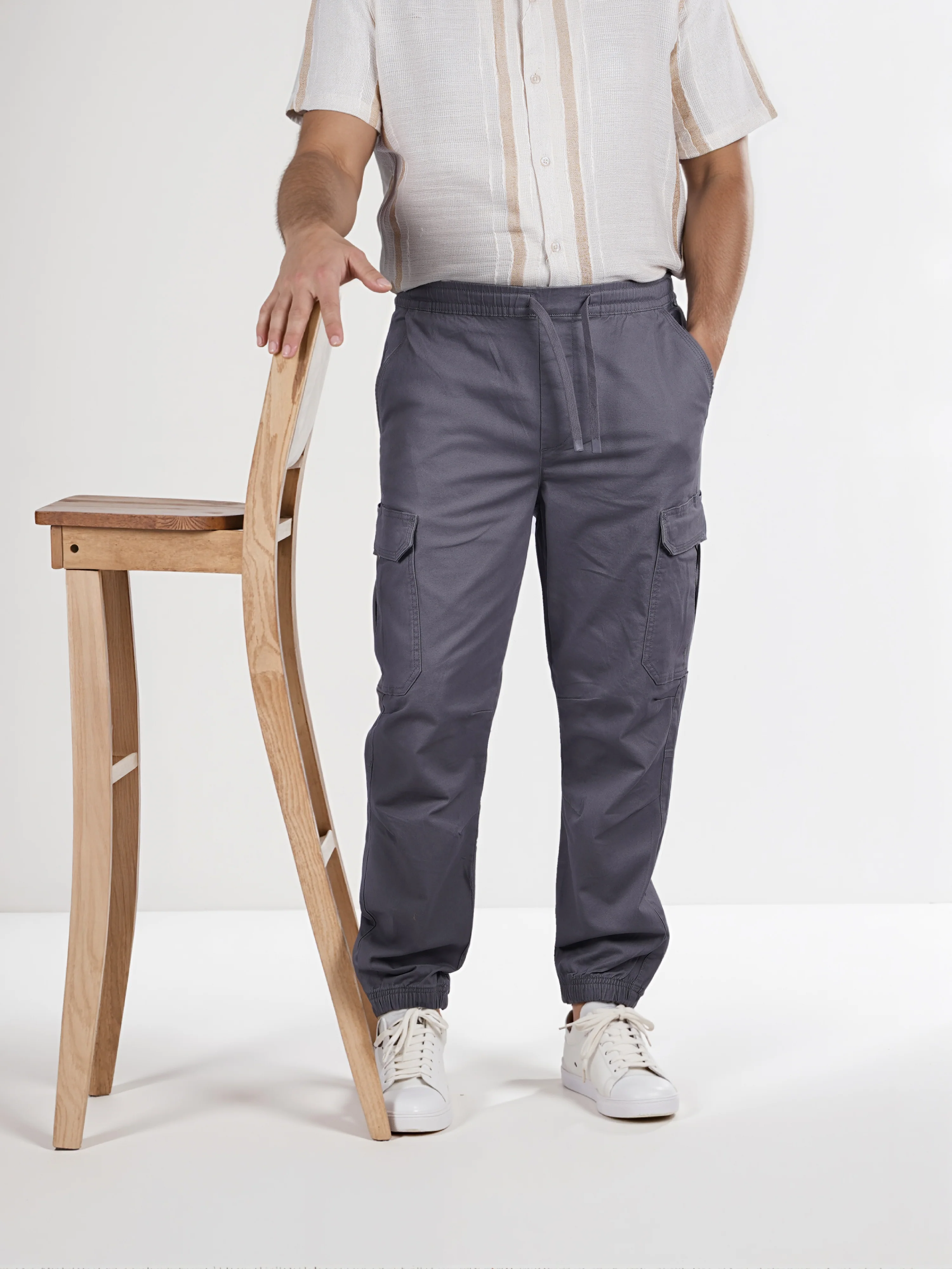 Celio* Cotton Slim Fit Grey Cargo - Image 7