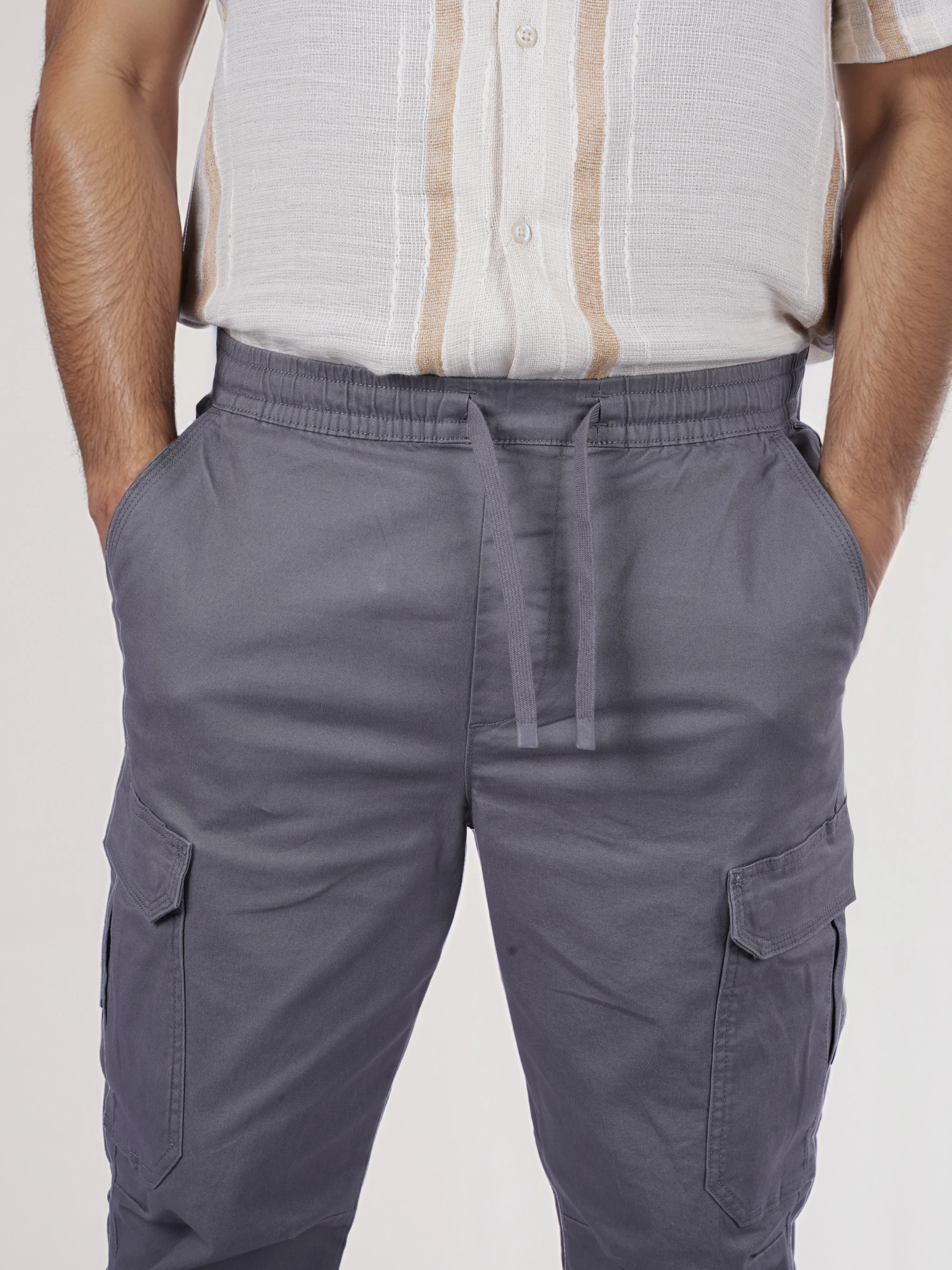 Celio* Cotton Slim Fit Grey Cargo - Image 9