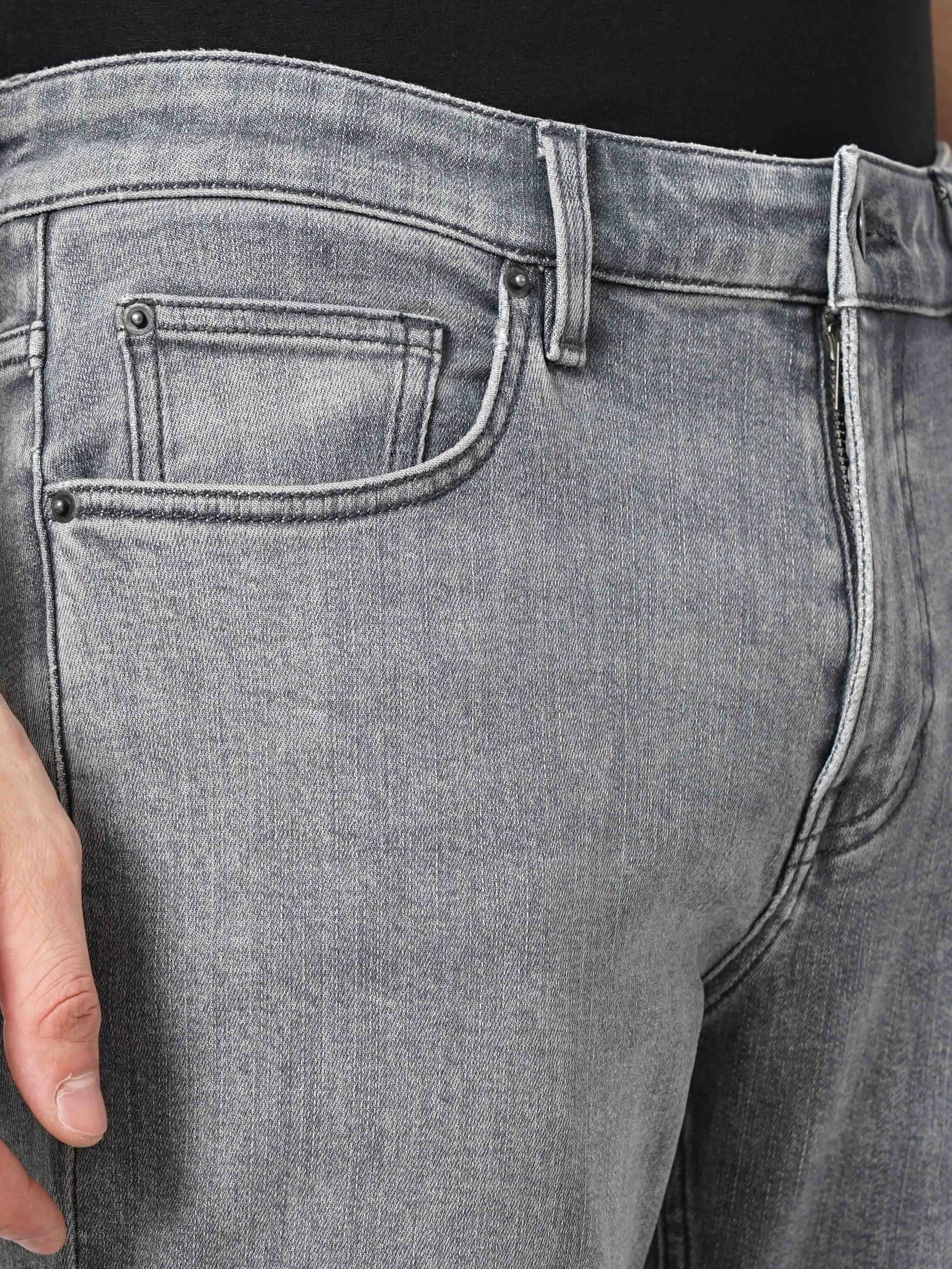 Celio* Cotton Straight Fit Grey Jean - Image 4