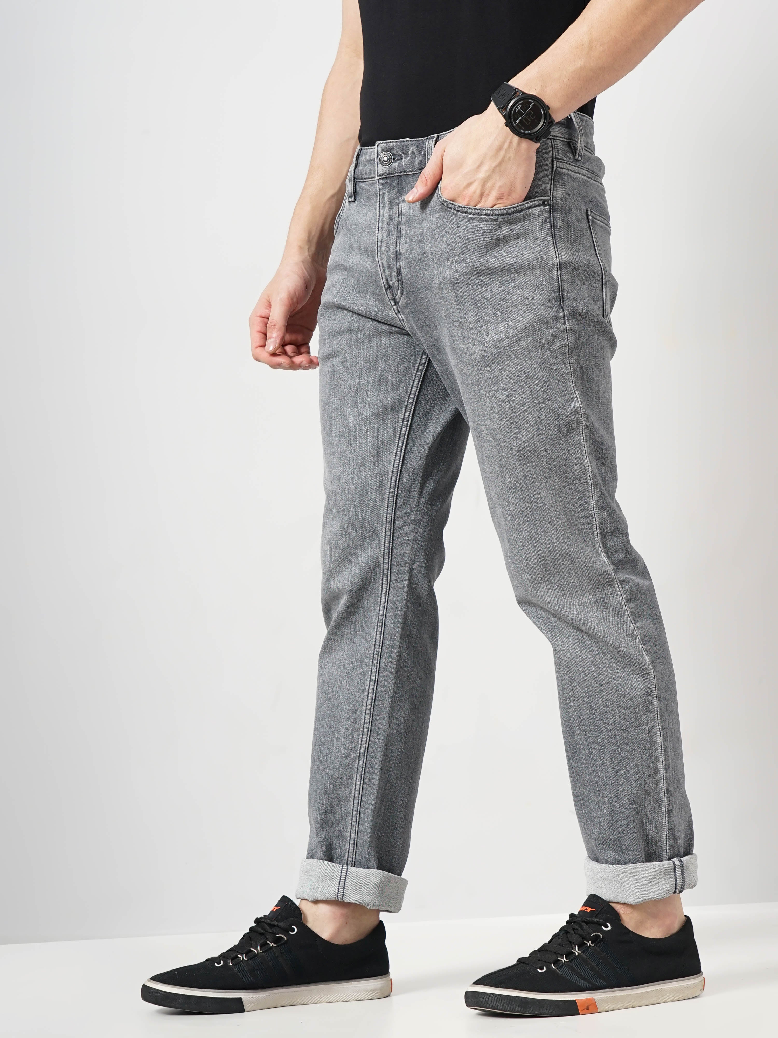 Celio* Cotton Straight Fit Grey Jean - Image 6