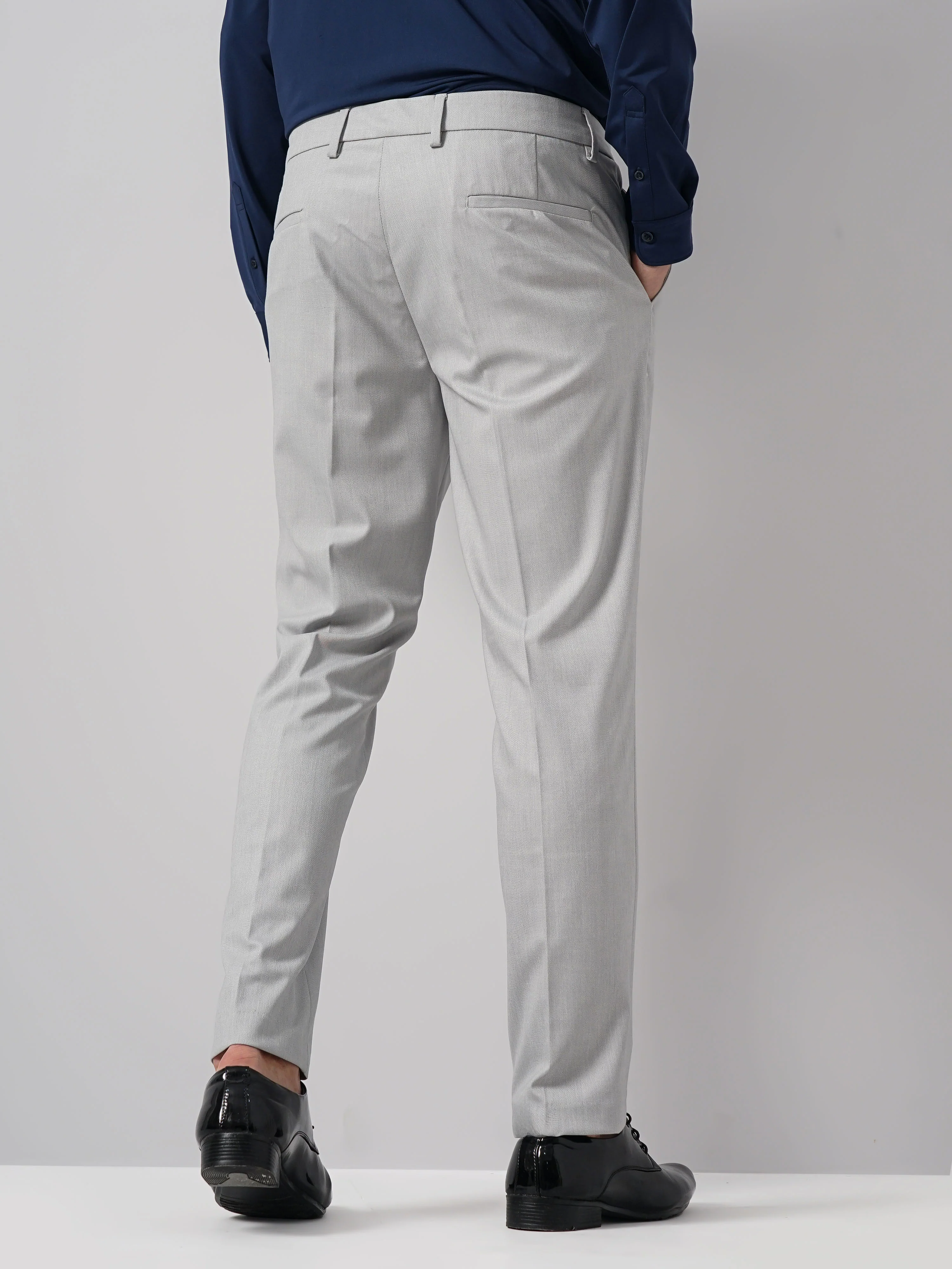 Celio* Formal Polyester Slim Fit Grey Trouser - Image 3