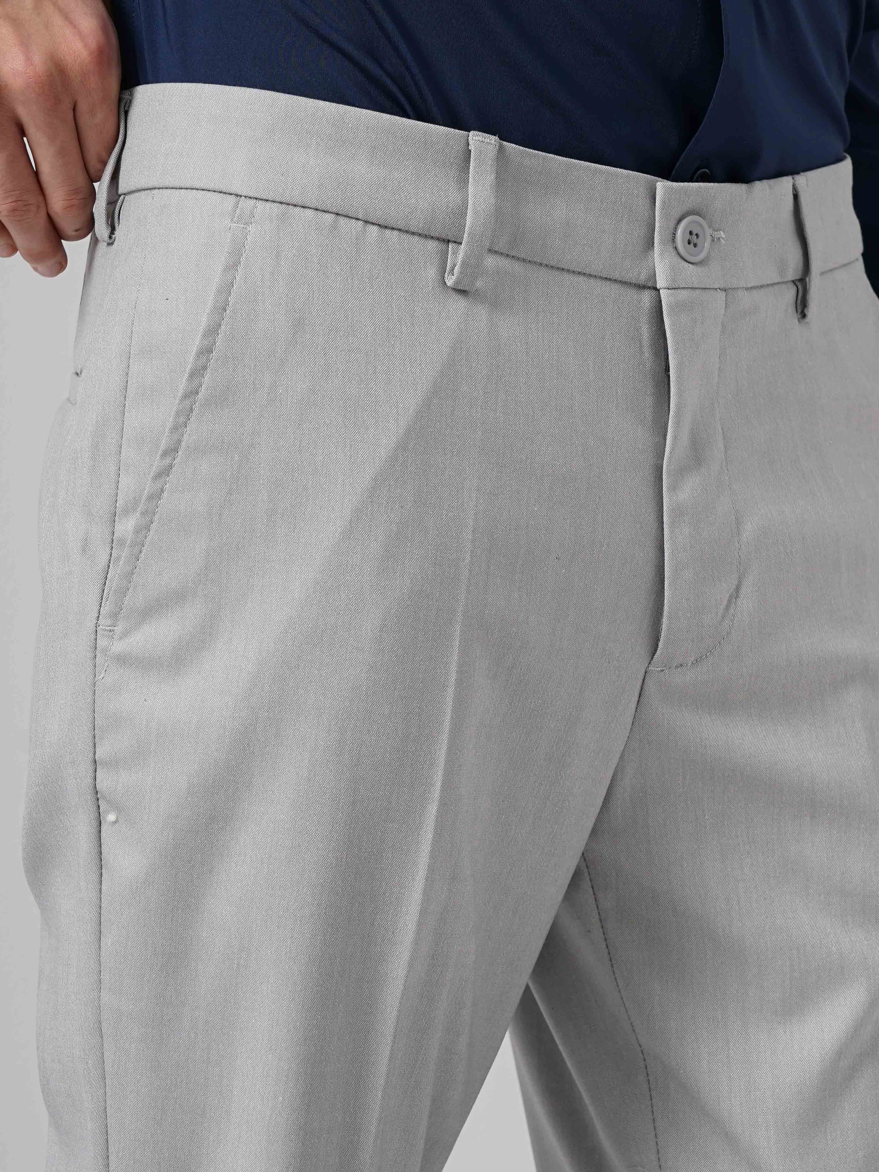 Celio* Formal Polyester Slim Fit Grey Trouser - Image 4