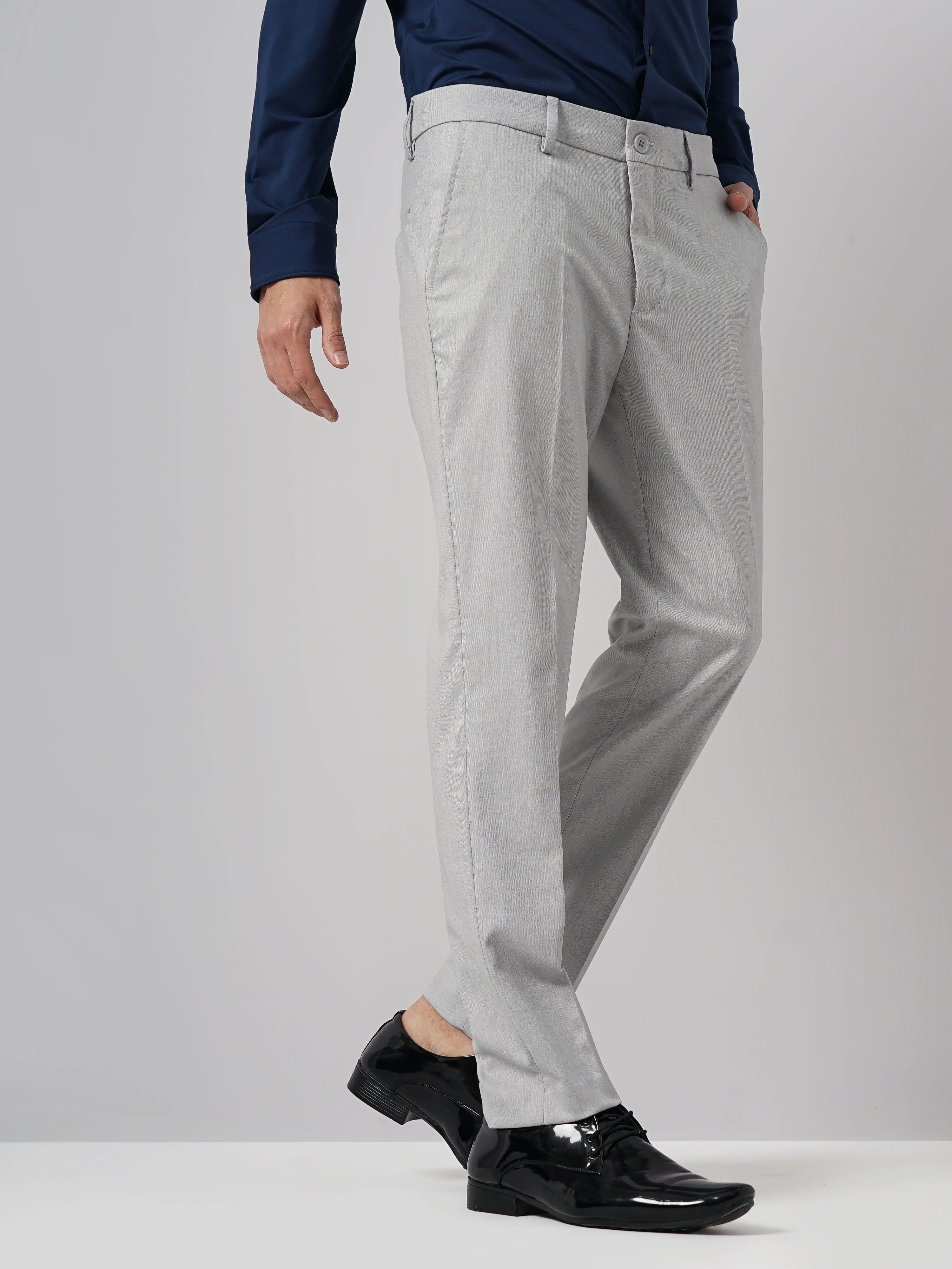 Celio* Formal Polyester Slim Fit Grey Trouser - Image 8
