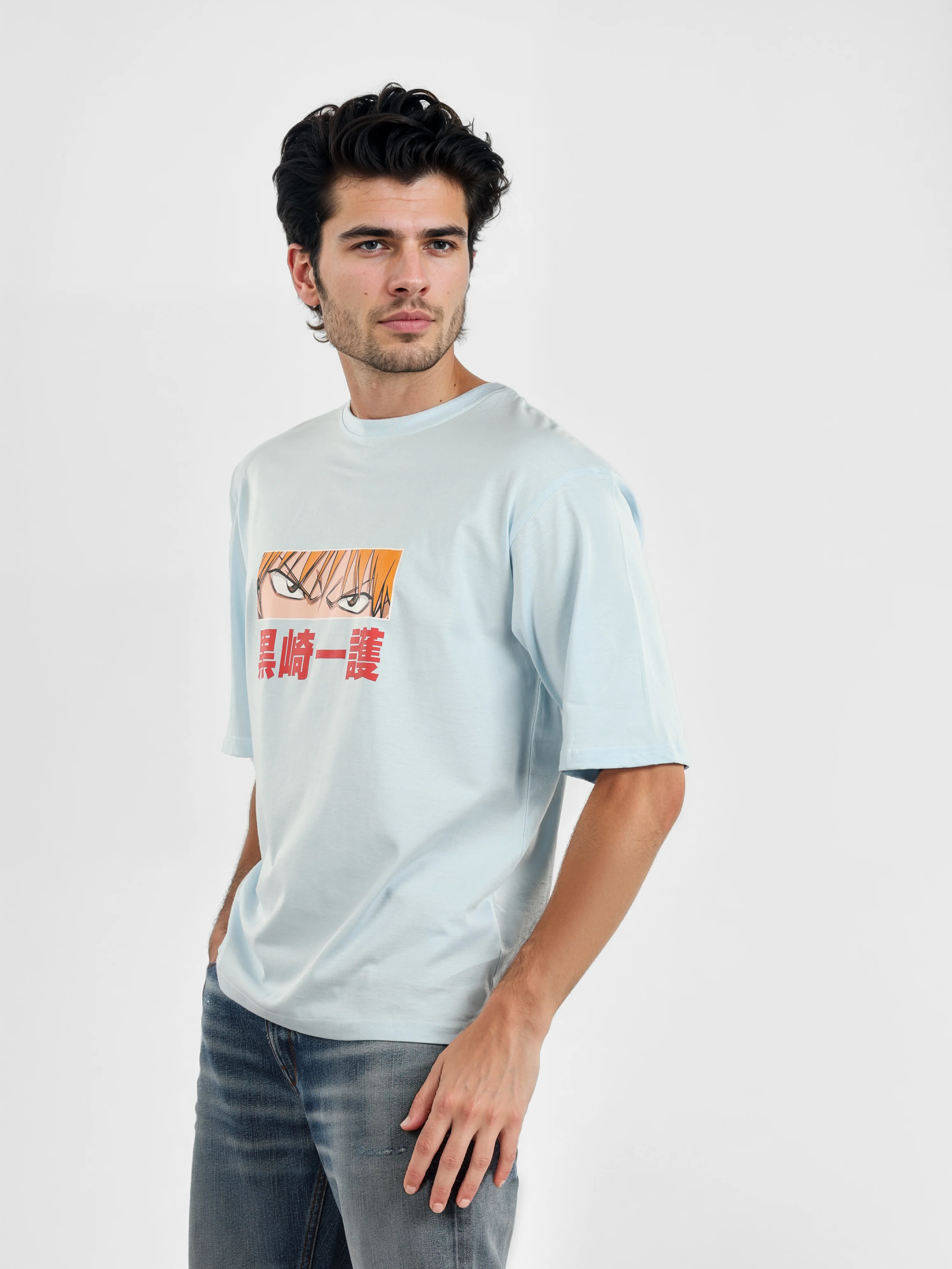 Celio* Bleach Oversized Cotton Light Blue T-Shirts - Image 5