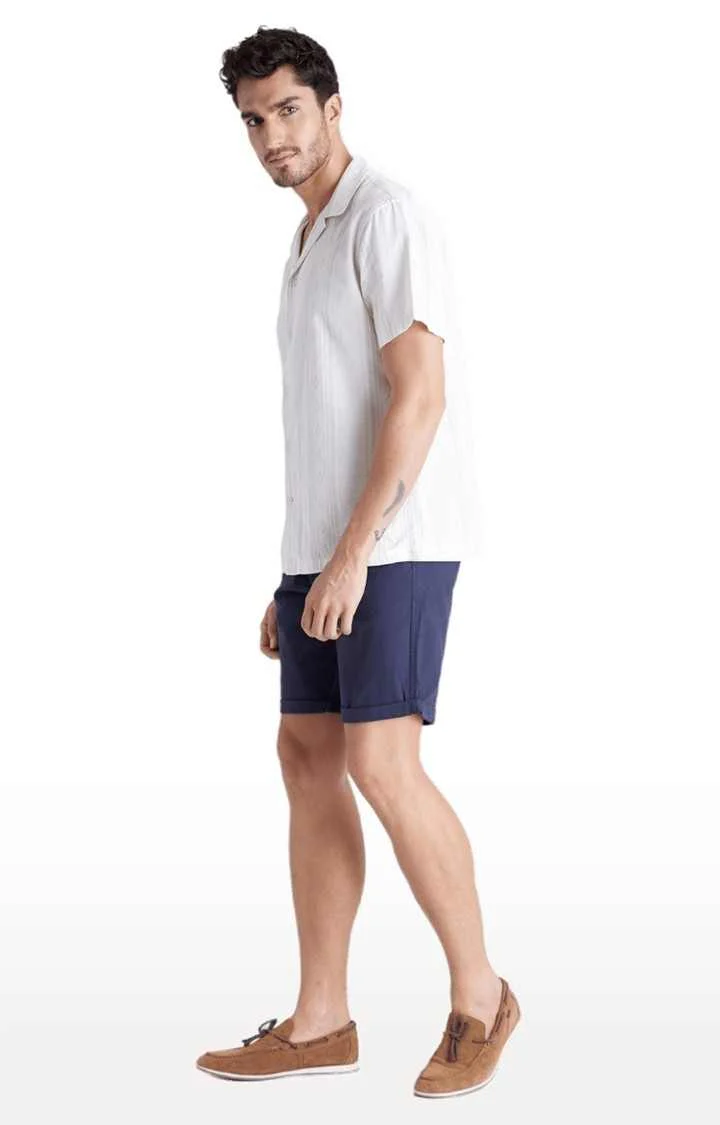 Celio* Cotton-Blend Regular Fit Navy Blue Shorts - Image 3