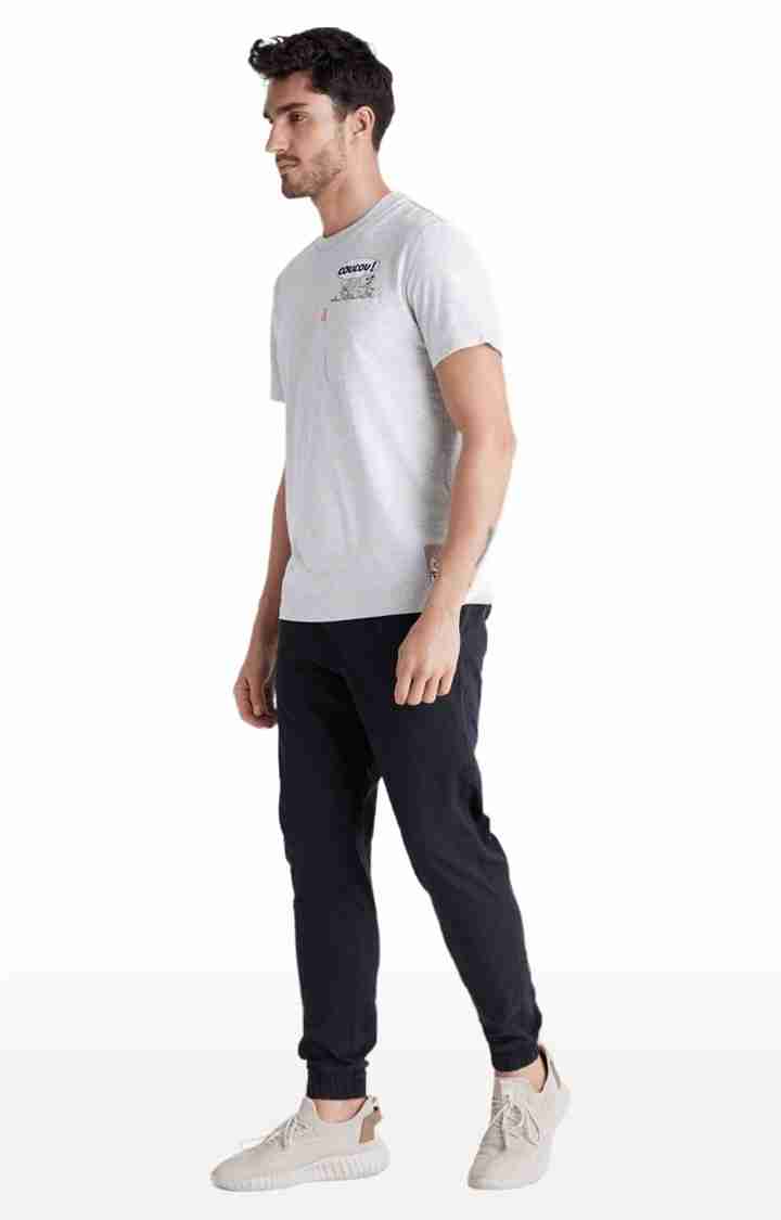 Celio* Cotton-Blend Regular Fit Navy Blue Trouser - Image 4