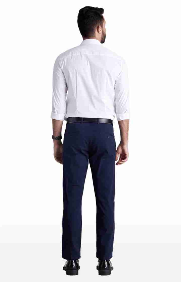 Celio* Cotton-Blend Straight Fit Navy Blue Trouser - Image 5