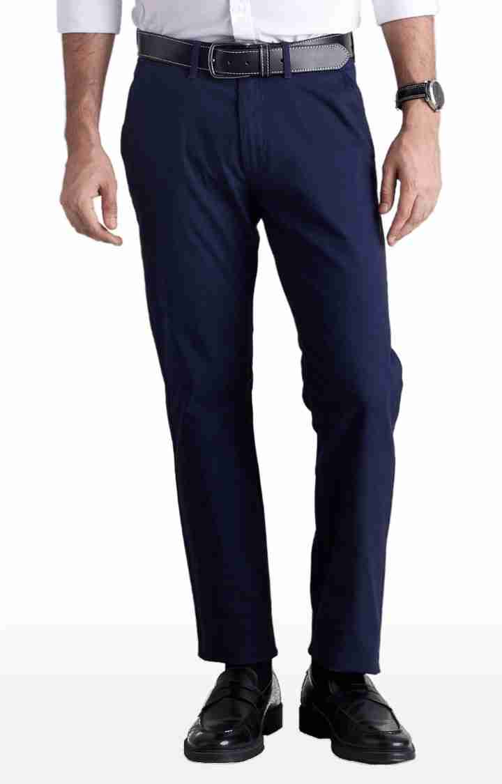 Celio* Cotton-Blend Straight Fit Navy Blue Trouser - Image 6