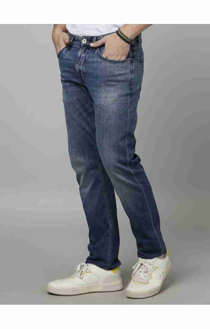 Celio* Cotton-Blend Straight Slim Fit Navy Blue Jean - Image 3