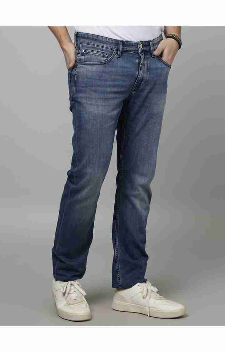 Celio* Cotton-Blend Straight Slim Fit Navy Blue Jean - Image 5