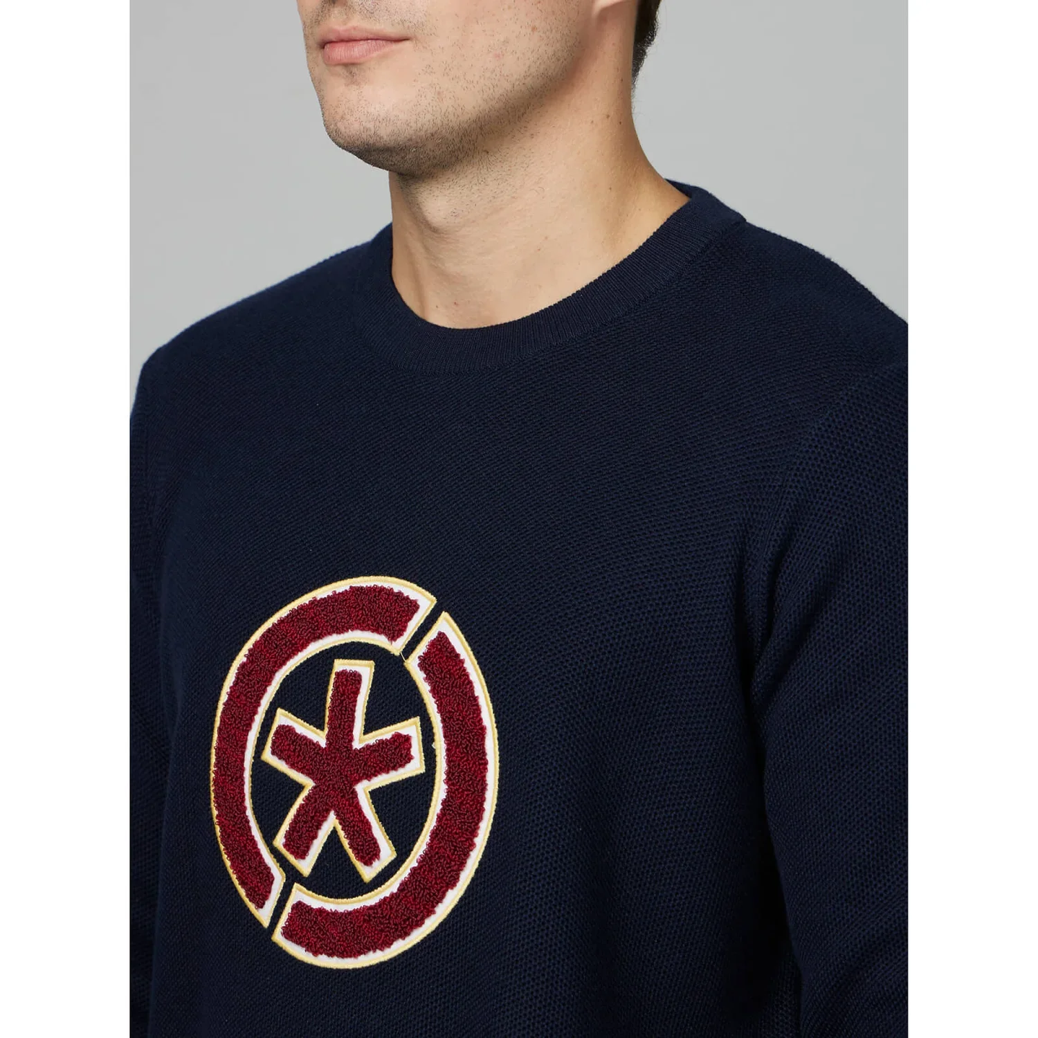 Celio* Graphics Regular Fit Cotton Navy Blue Sweater - Image 4