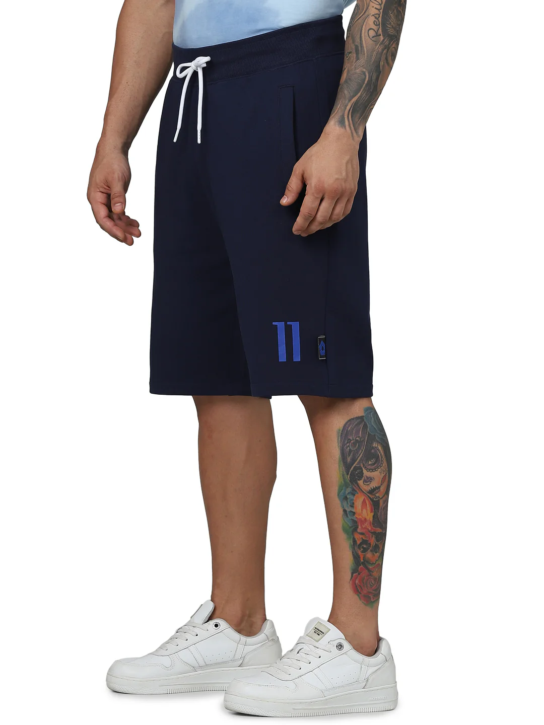 Celio* Blue_Lock Cotton Regular Fit Navy Blue Shorts - Image 3