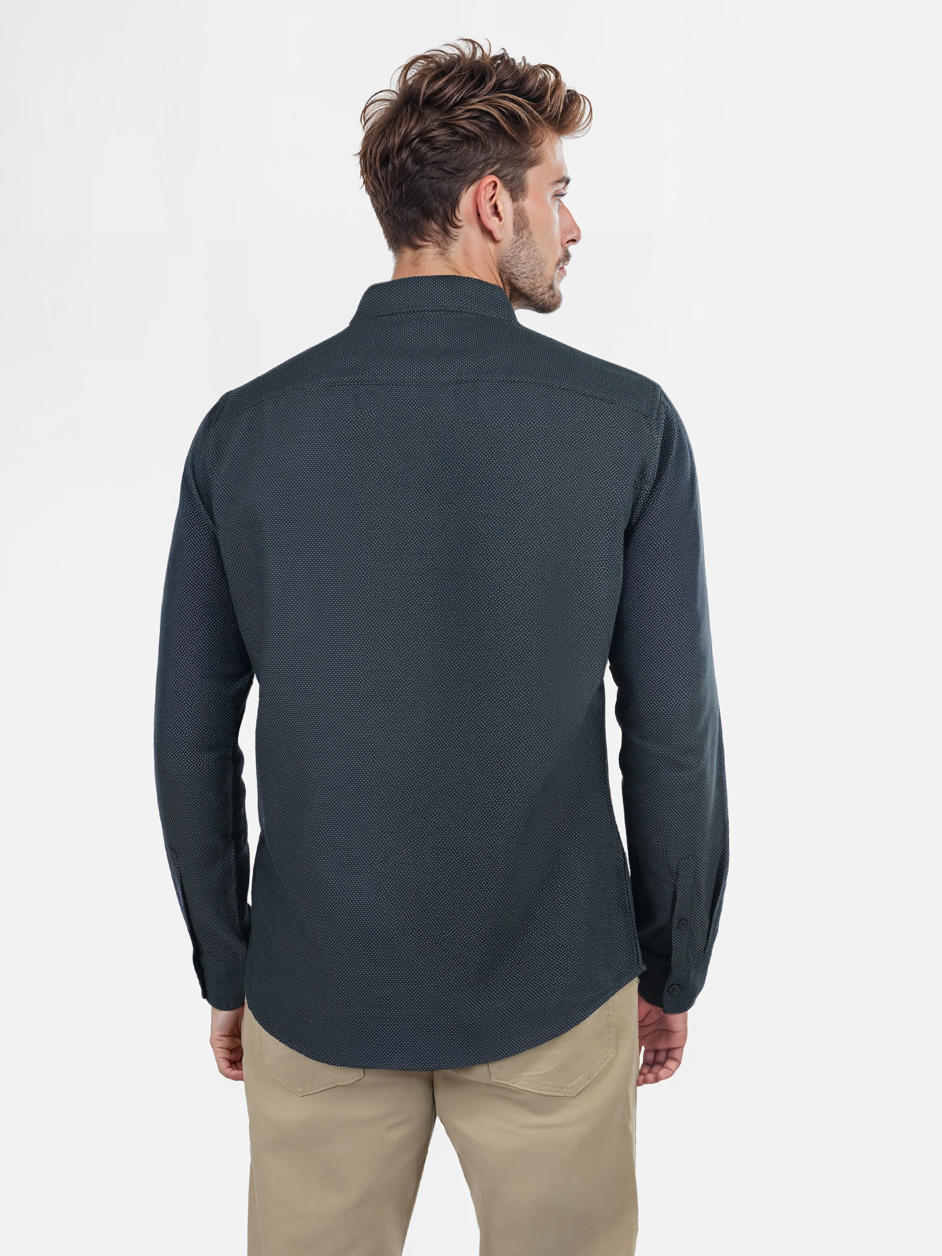 Celio* Solid Regular Fit Cotton Navy Blue Shirts - Image 3