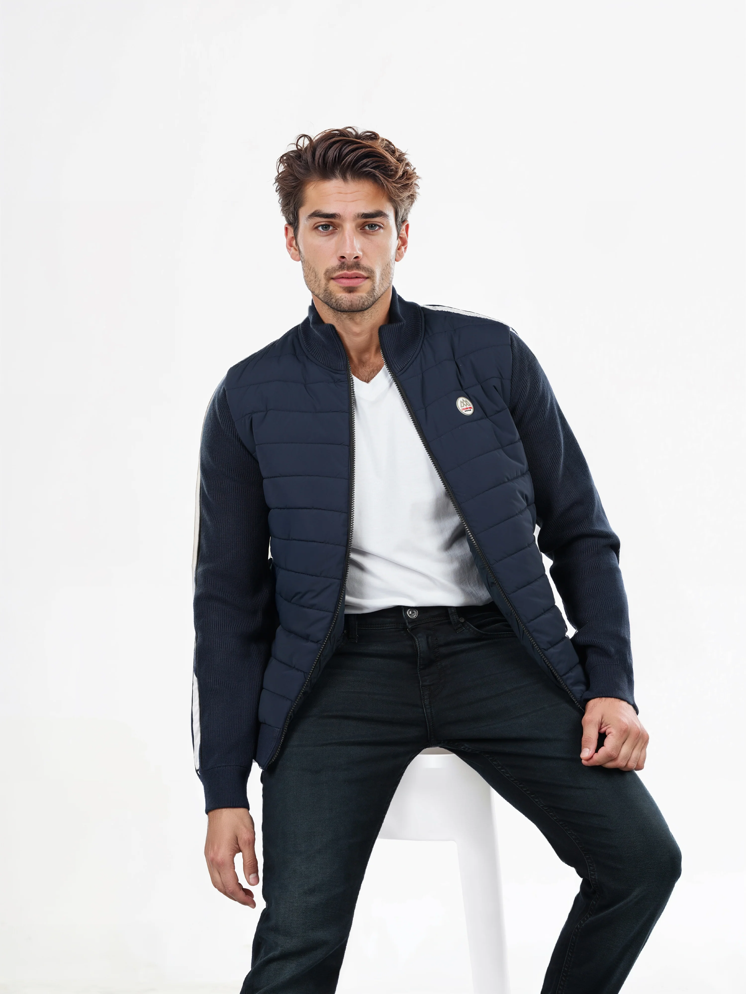 Celio* Chamonix Regular Fit Polyester-Blend Navy Blue Sweaters - Image 9