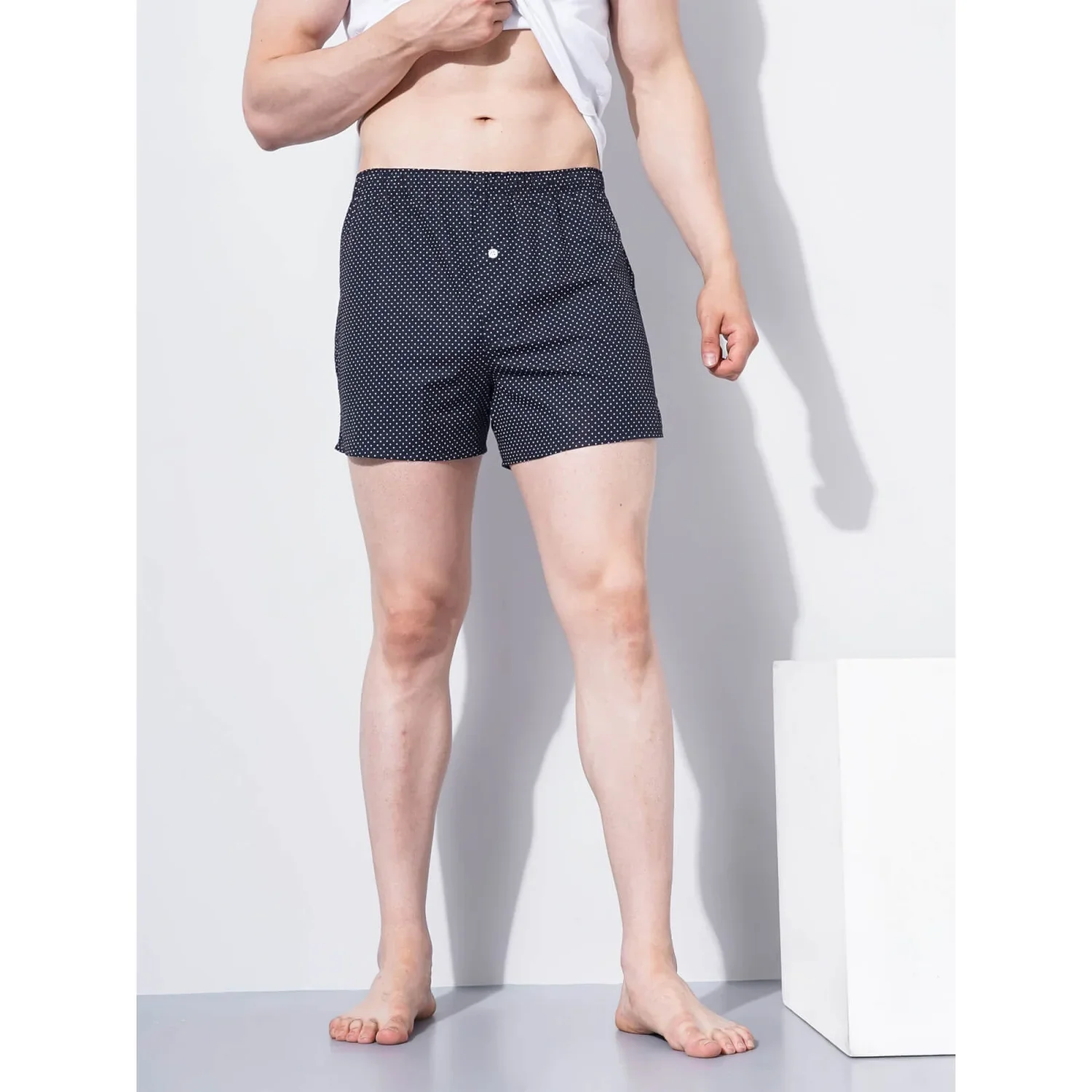 Celio* Textured Regular Fit Navy Blue Boxer - Image 5