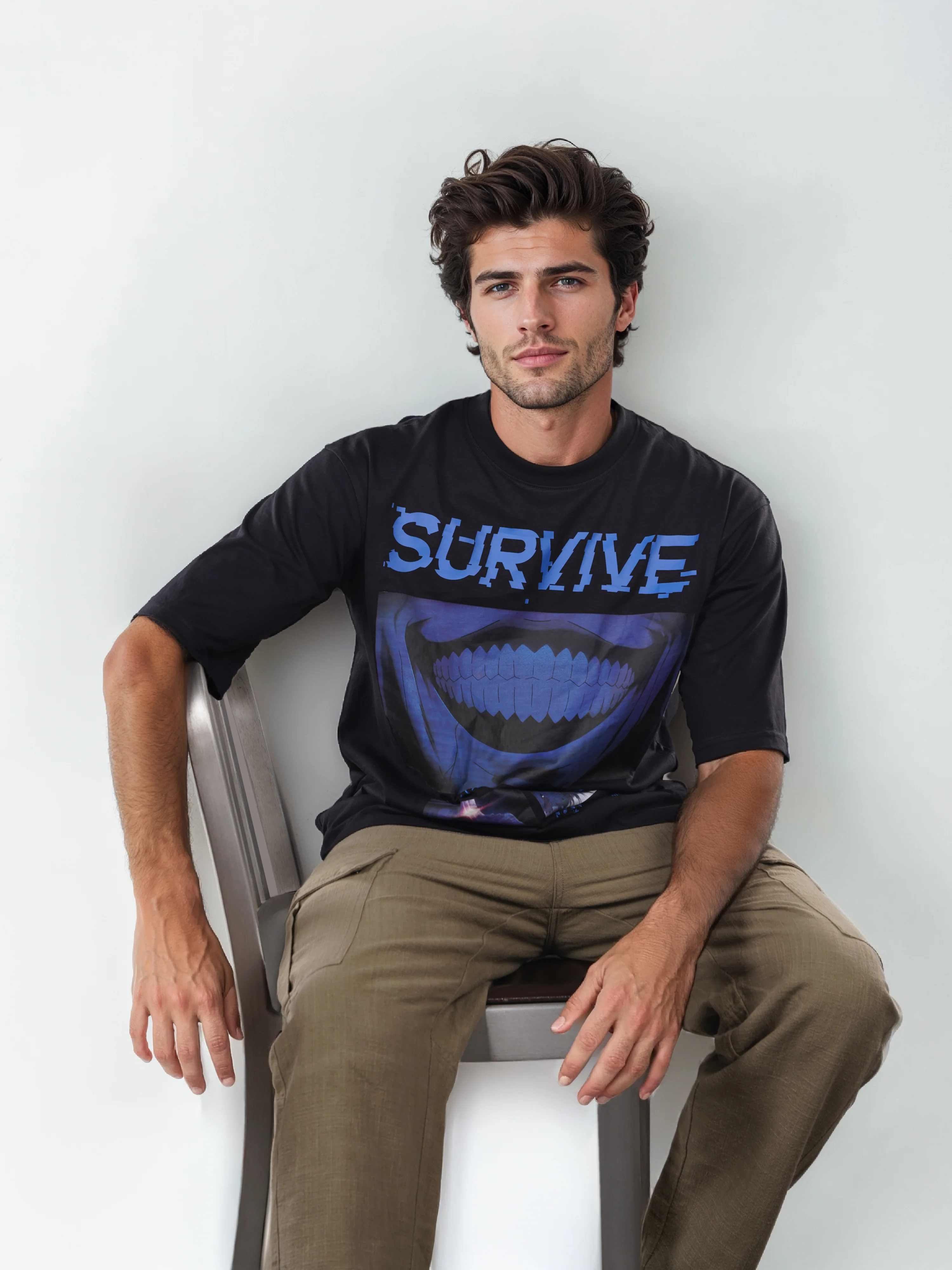 Celio* Men Noir Printed Oversized Cotton Solo Levelling Tshirts - Image 10