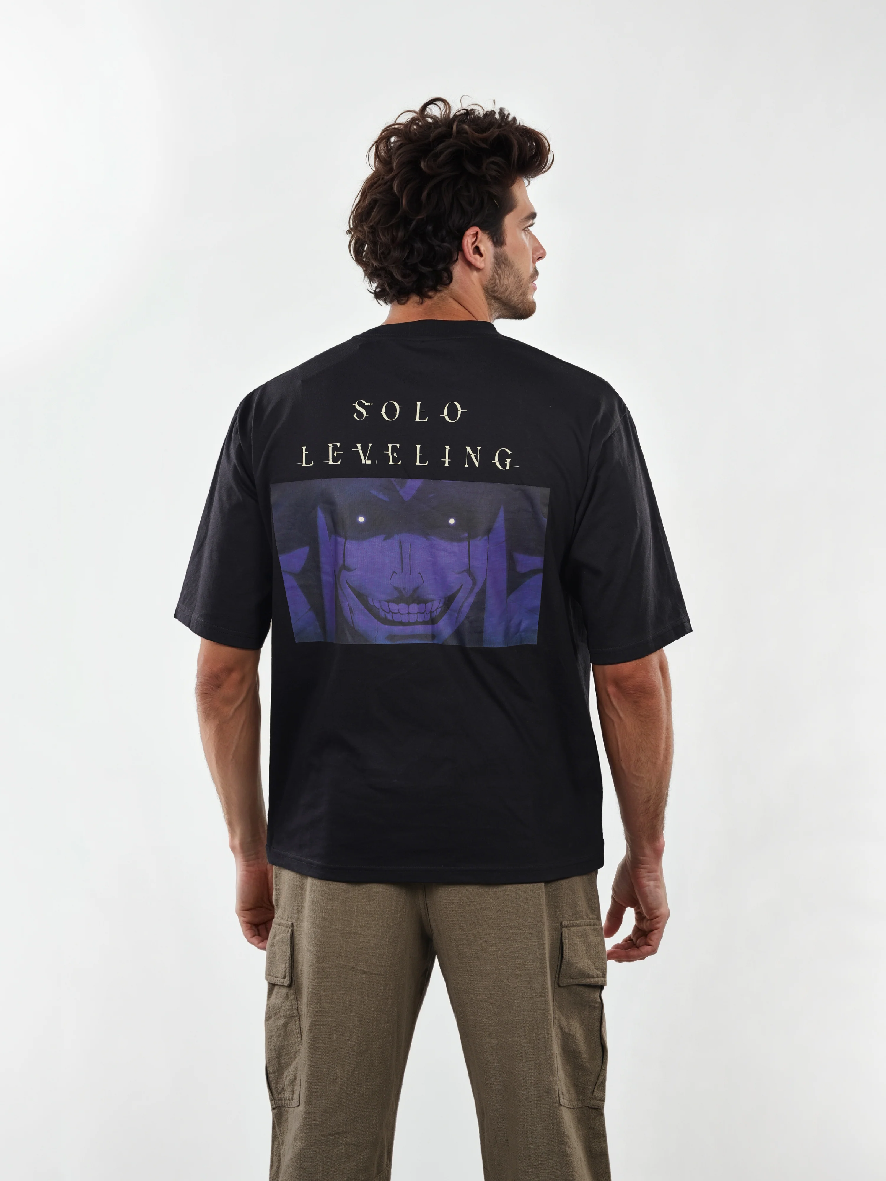 Celio* Men Noir Printed Oversized Cotton Solo Levelling Tshirts - Image 3