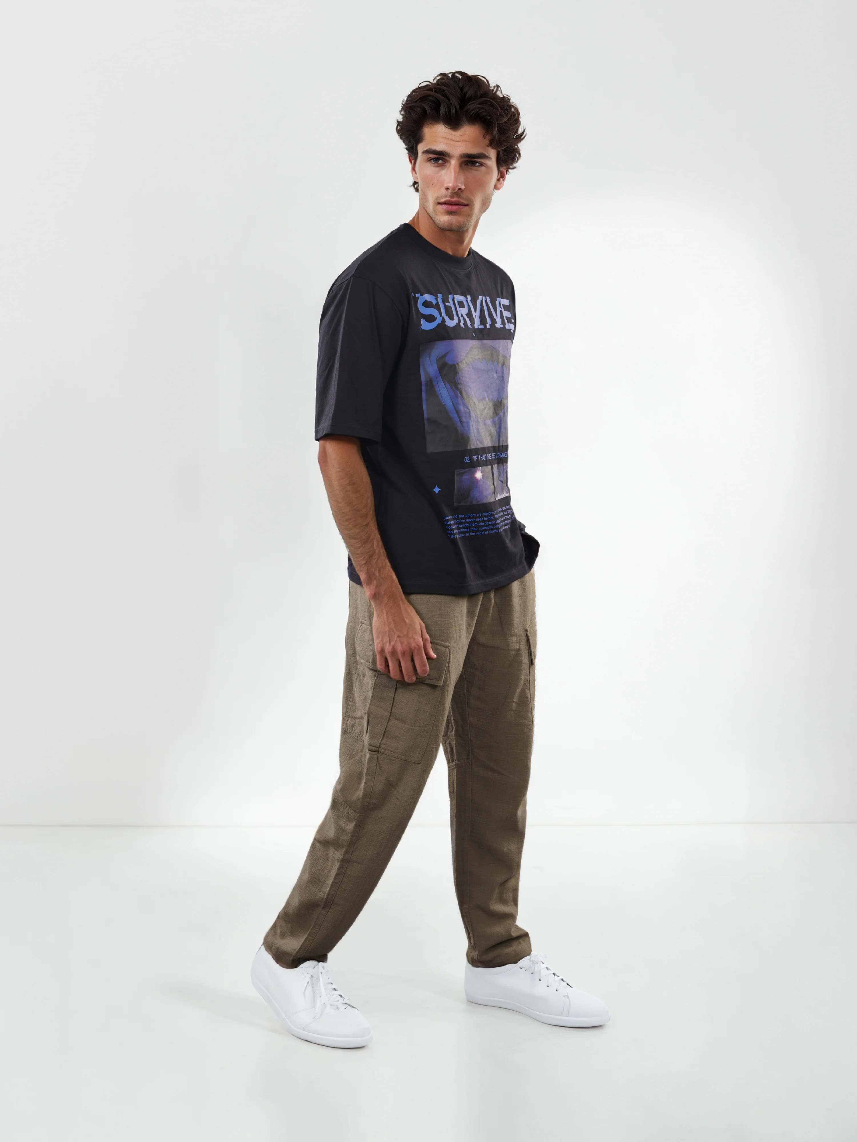 Celio* Men Noir Printed Oversized Cotton Solo Levelling Tshirts - Image 6