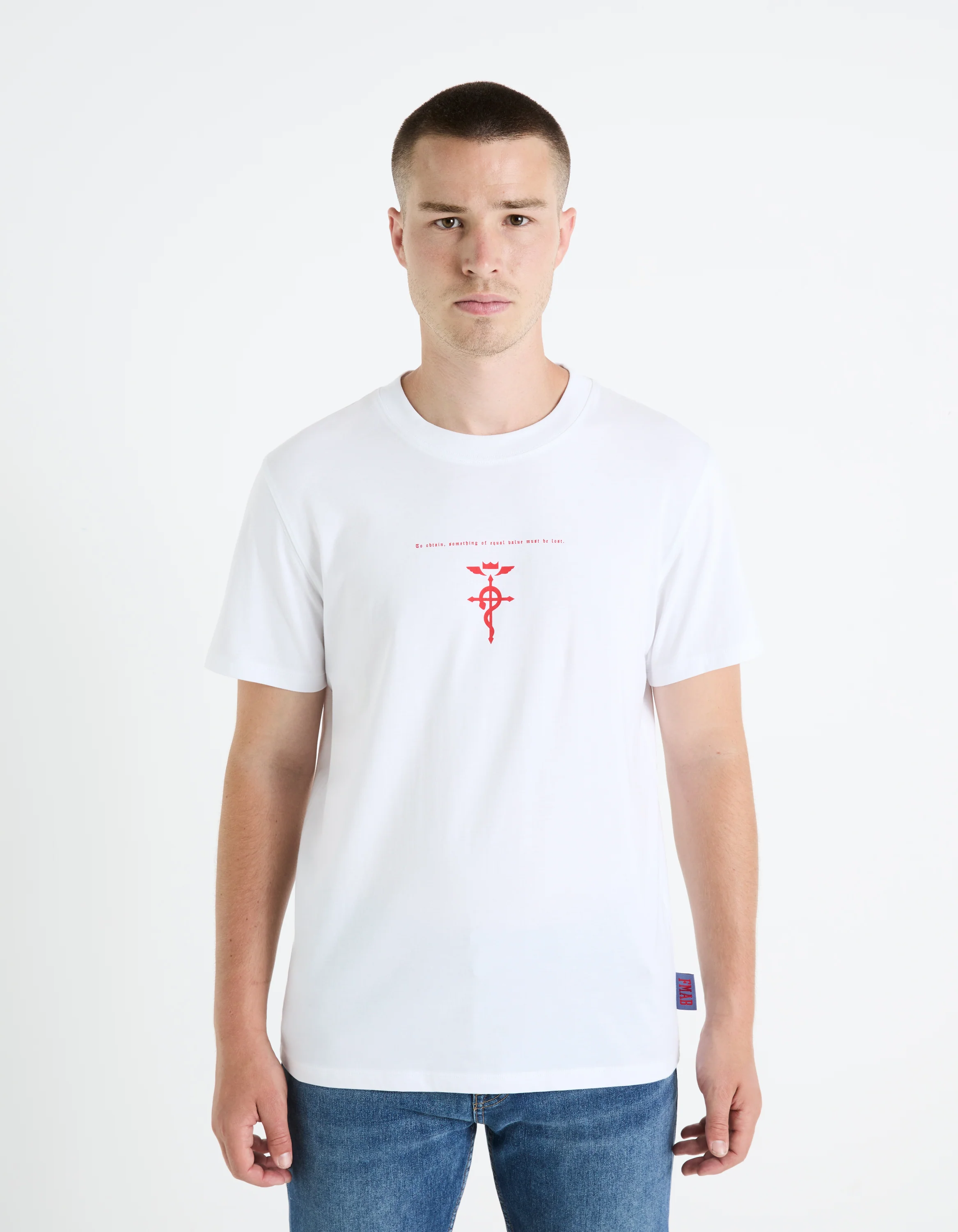 Celio* Fullmetal Alchemist Regular Fit Cotton Off White T-Shirts - Image 4